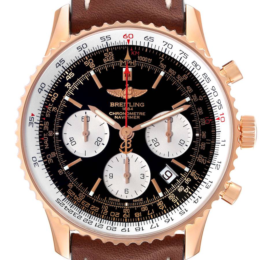 Breitling Navitimer 01 Rose Gold Black Dial Mens Watch RB0121 Box Papers SwissWatchExpo