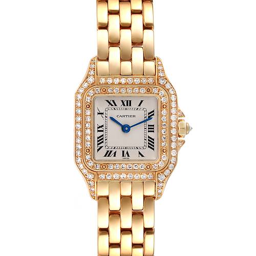 Photo of Cartier Panthere Small 18k Yellow Gold Silver Dial Diamonds Ladies Watch 1070