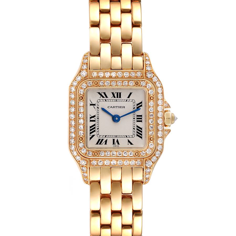 Cartier Panthere Small Yellow Gold Diamond Silver Dial Ladies Watch 1070 SwissWatchExpo