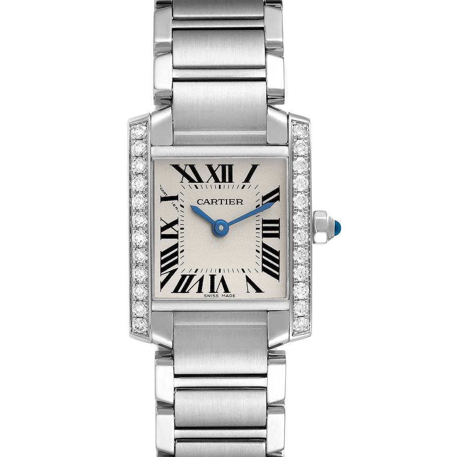 Cartier Tank Francaise Small Steel Diamond Bezel Ladies Watch W4TA0008 SwissWatchExpo