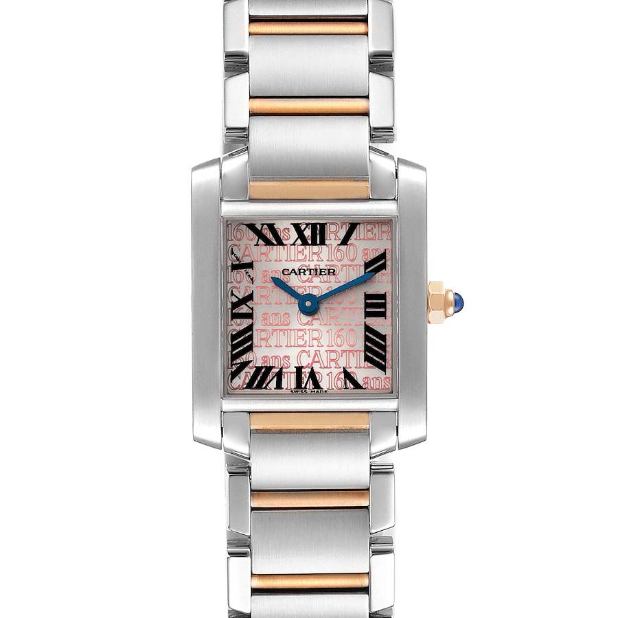 Cartier Tank Francaise Steel Rose Gold Silver Pink Dial Ladies Watch 2384 SwissWatchExpo