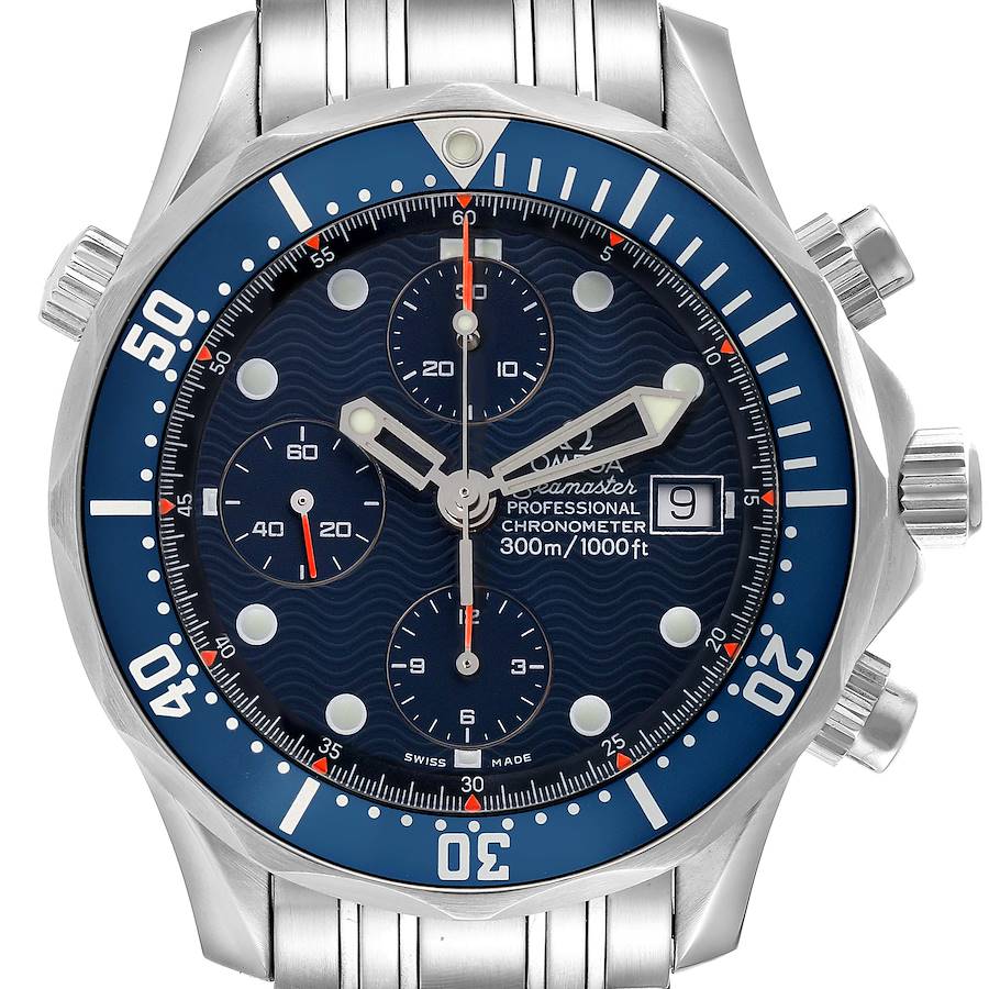 Omega Seamaster Blue Dial Chronograph Steel Mens Watch 2599.80.00 Box Card SwissWatchExpo