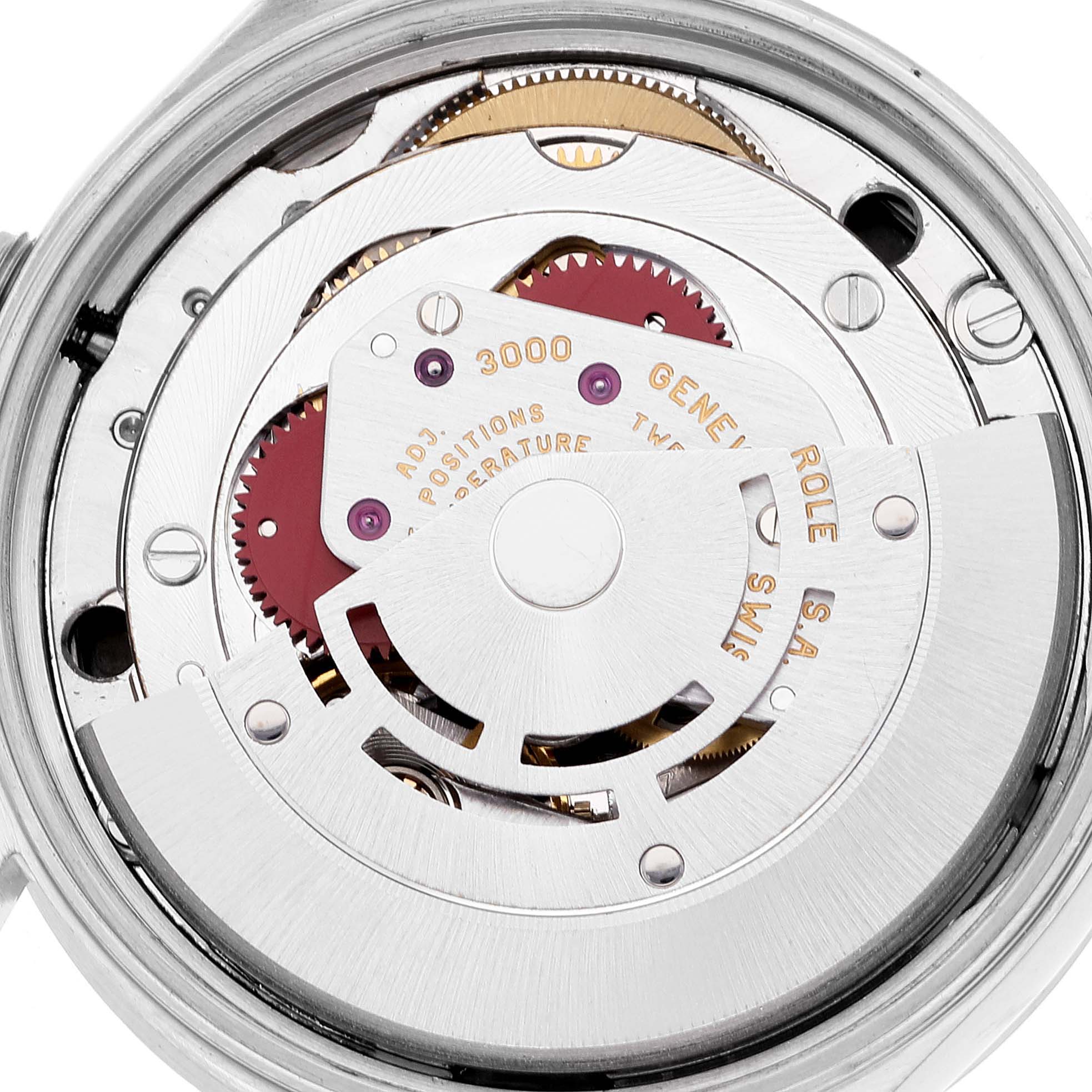 The image shows the inner mechanical movement of a Rolex Air-King 14010 Men's Stainless Steel Black Dial 14010 Men's Stainless Steel Black Dial watch from a top-down angle.