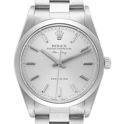 Photo of Rolex Air King Silver Dial Smooth Bezel Steel Mens Watch 14000 Box Papers