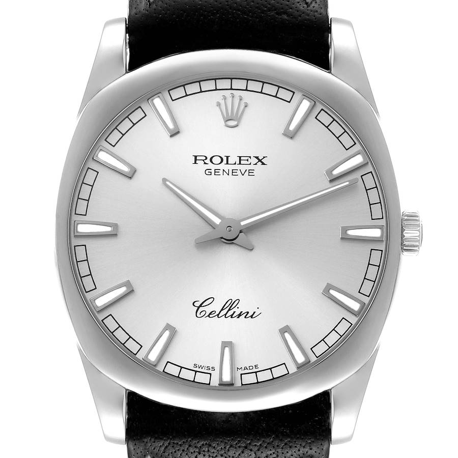 Rolex Cellini Danaos 18k White Gold Silver Dial Mens Watch 4243 SwissWatchExpo