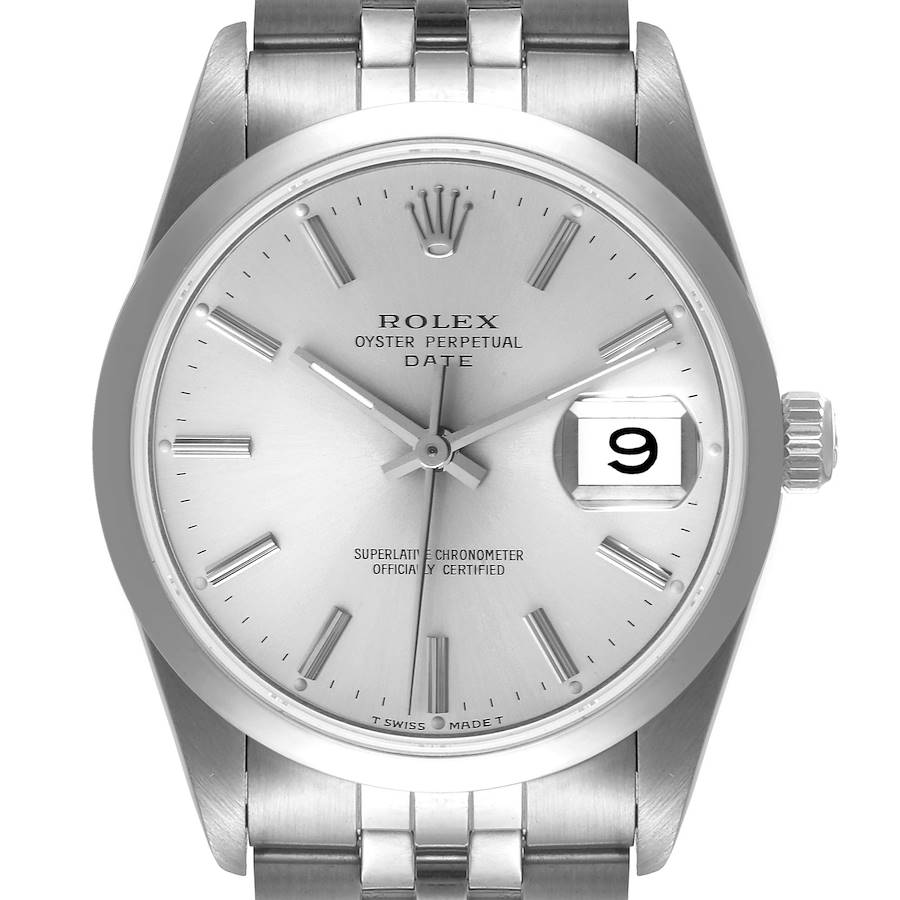 Rolex Date Silver Dial Jubilee Bracelet Automatic Mens Watch 15200 SwissWatchExpo