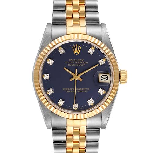 Photo of Rolex Datejust Midsize 31 Steel Yellow Gold Blue Diamond Dial Watch 68273