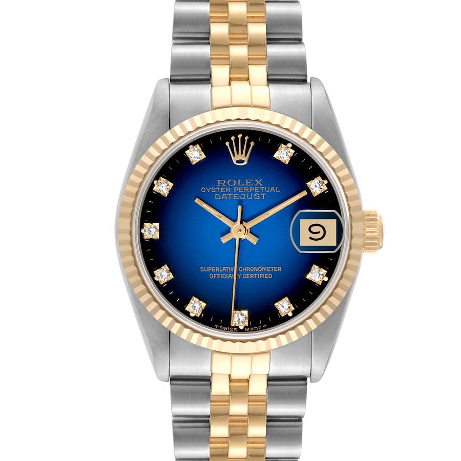 Rolex Datejust Midsize Steel Yellow Gold Vignette Diamond Ladies Watch 68273 SwissWatchExpo