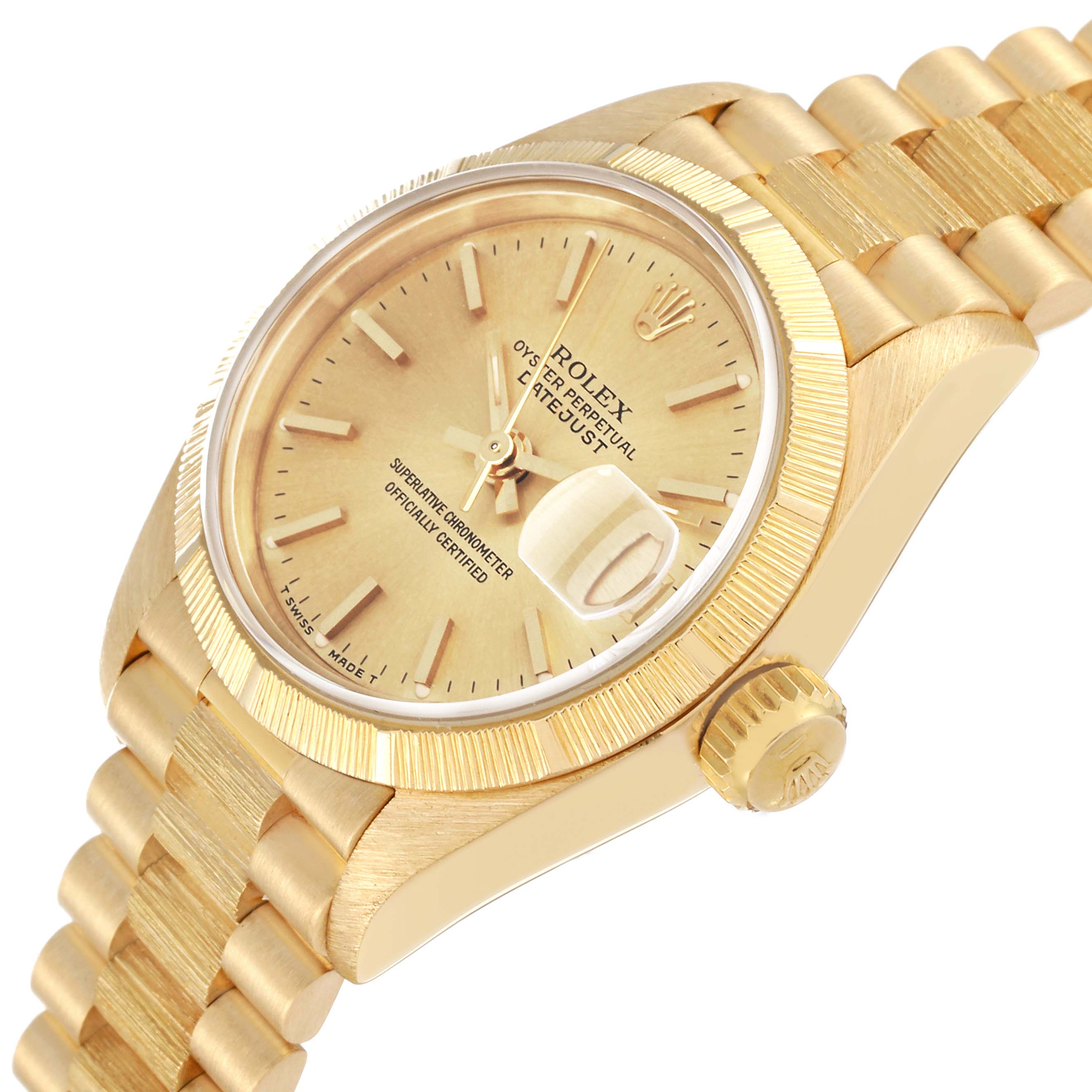 Rolex Datejust President Yellow Gold Bark Finish Ladies Watch 69278 Swisswatchexpo 6354