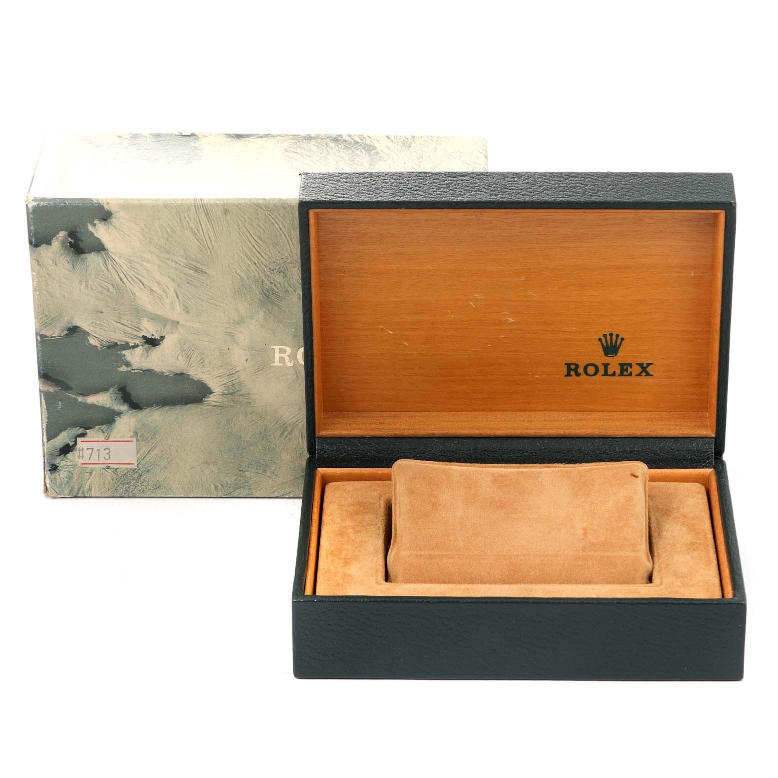 The image shows a Rolex Datejust 16233 Men's Steel and Gold (two tone) Champagne Dial 16233 Men's Steel and Gold (two tone) Champagne Dial watch box and its packaging, with a cushion and outer box in view.