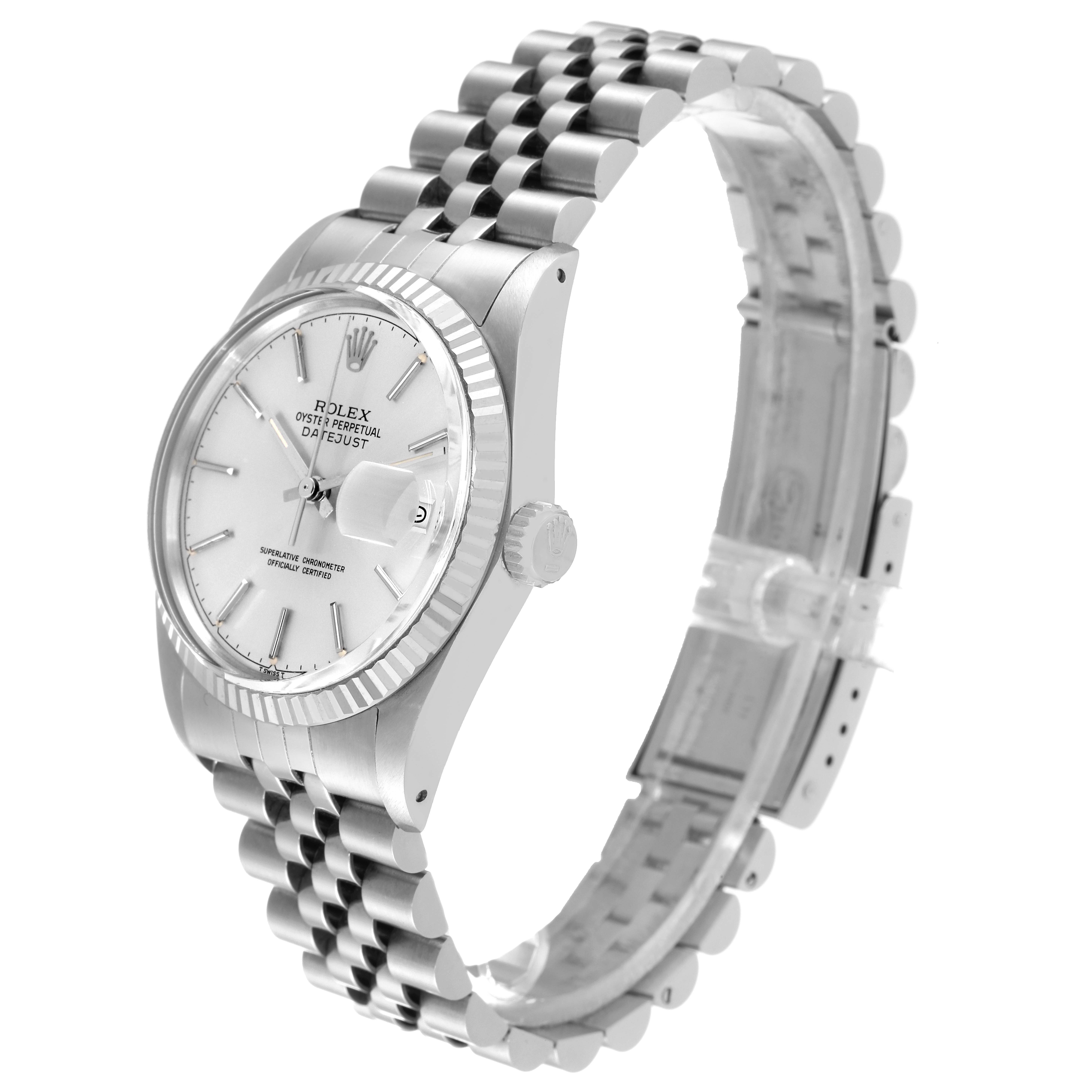 The Rolex Vintage Collection 16014 Men's Stainless Steel Silver Dial 16014 Men's Stainless Steel Silver Dial watch is shown at a three-quarter angle, highlighting its face, bezel, crown, and bracelet.
