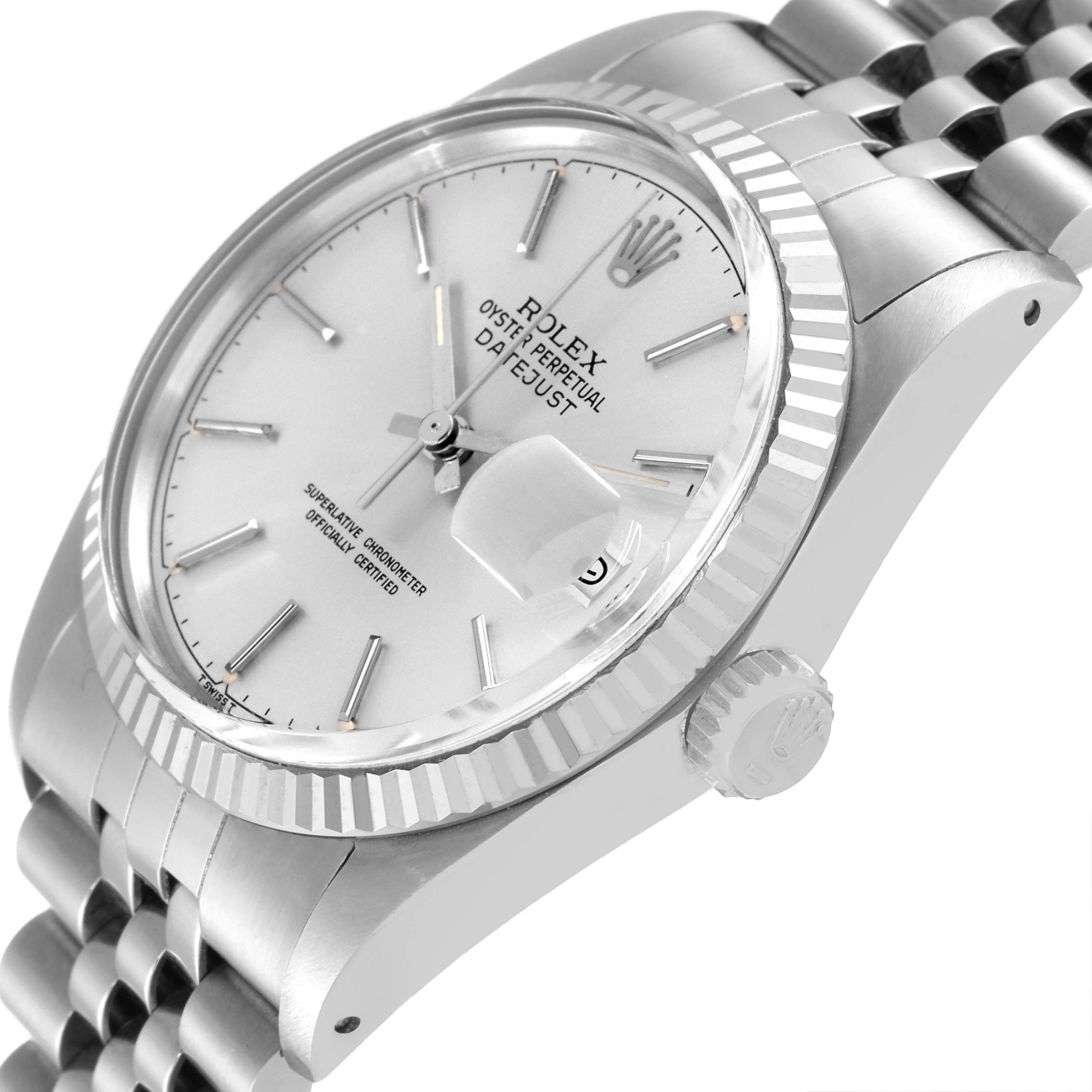The Rolex Vintage Collection 16014 Men's Stainless Steel Silver Dial 16014 Men's Stainless Steel Silver Dial model is shown from a front-side angle, highlighting the dial, crown, and part of the bracelet.