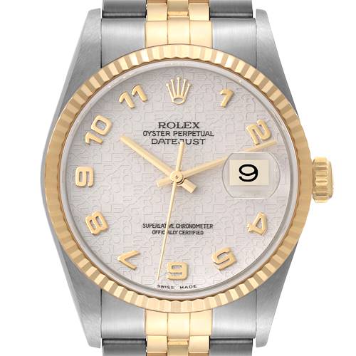 Photo of Rolex Datejust Steel Yellow Gold Anniversary Dial Mens Watch 16233 Box Papers