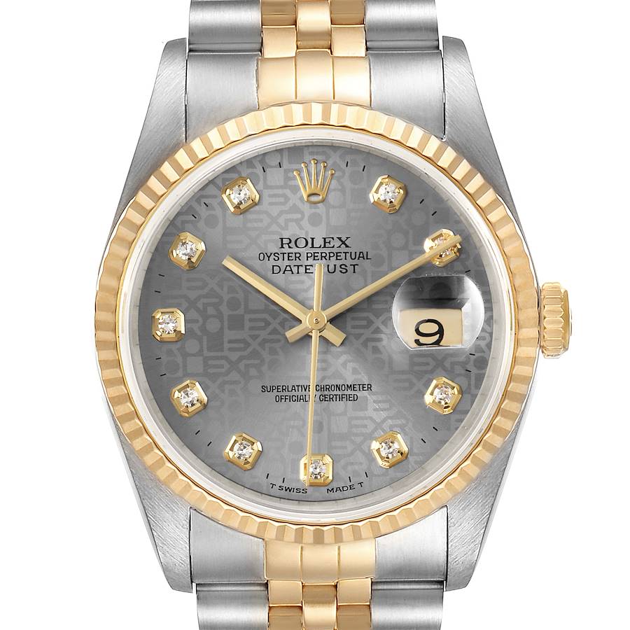 Rolex Datejust Steel Yellow Gold Jubilee Diamond Dial Watch 16233 Box Papers SwissWatchExpo