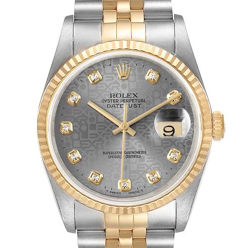 Photo of Rolex Datejust Steel Yellow Gold Jubilee Diamond Dial Watch 16233 Box Papers