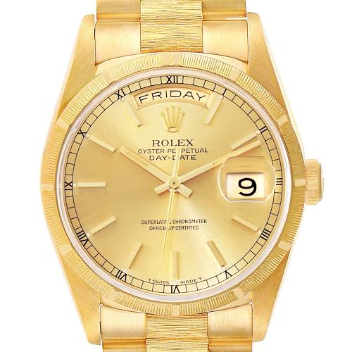 Photo of Rolex Day-Date President Yellow Gold Bark Finish Mens Watch 18248