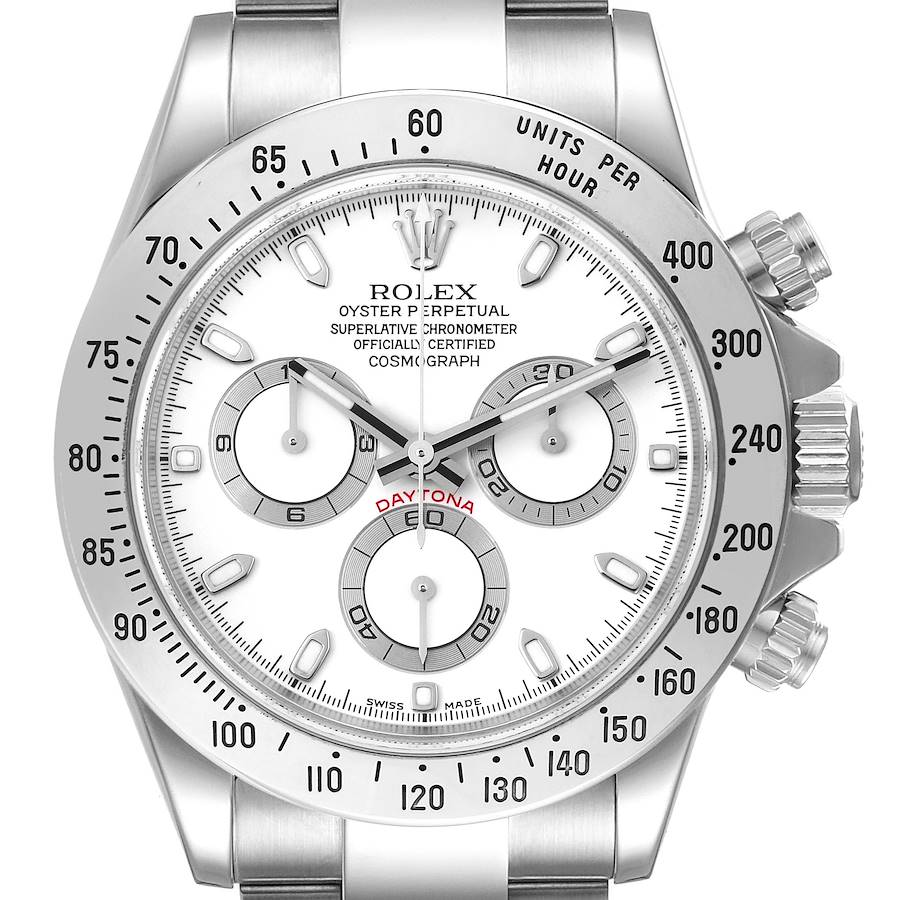 Rolex Daytona White Dial Chronograph Steel Mens Watch 116520 Box Papers SwissWatchExpo