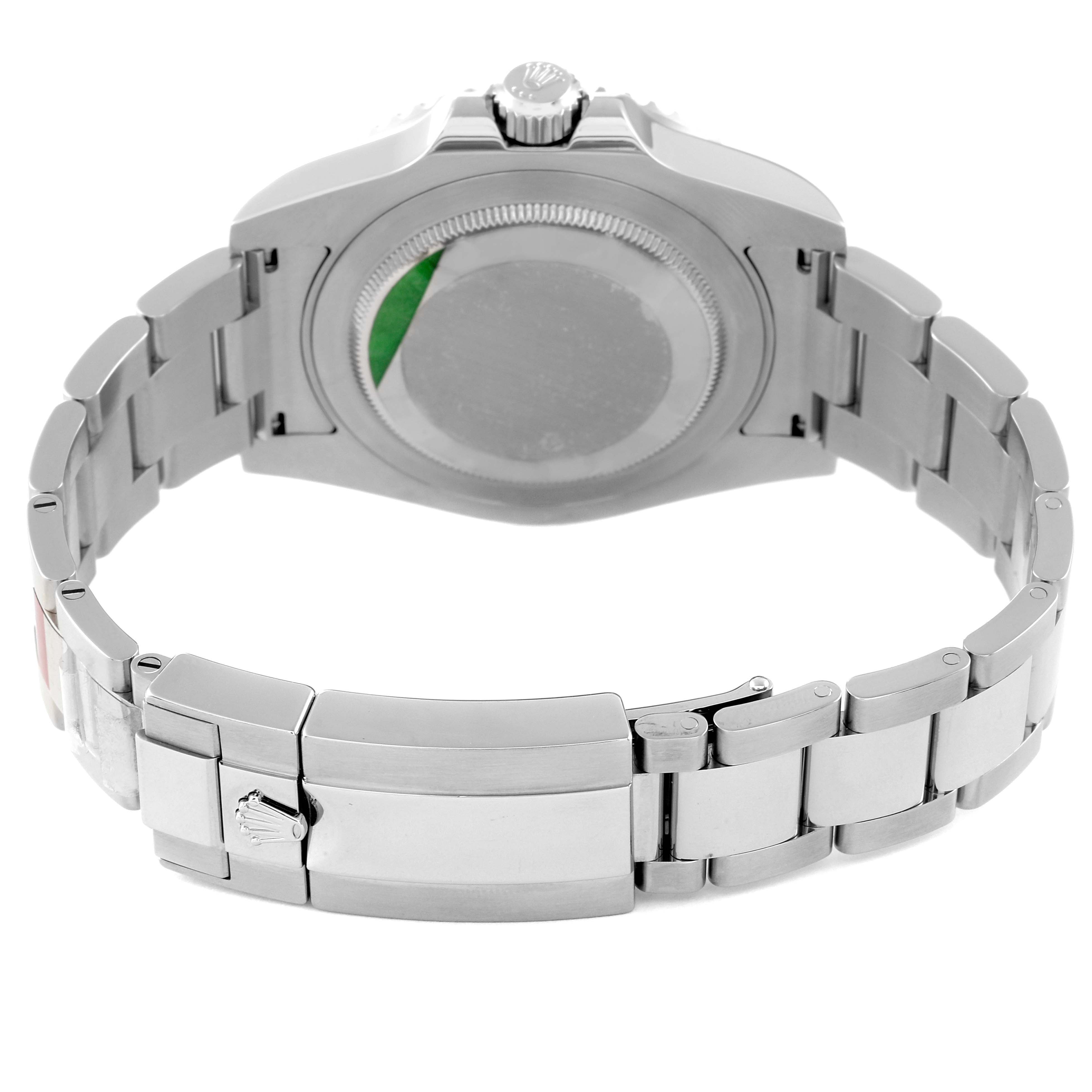 The image shows the back case and clasp of a Rolex GMT-Master 116710 Men
s Stainless Steel Black Dial 116710 Men
s Stainless Steel Black Dial watch from a rear angle.