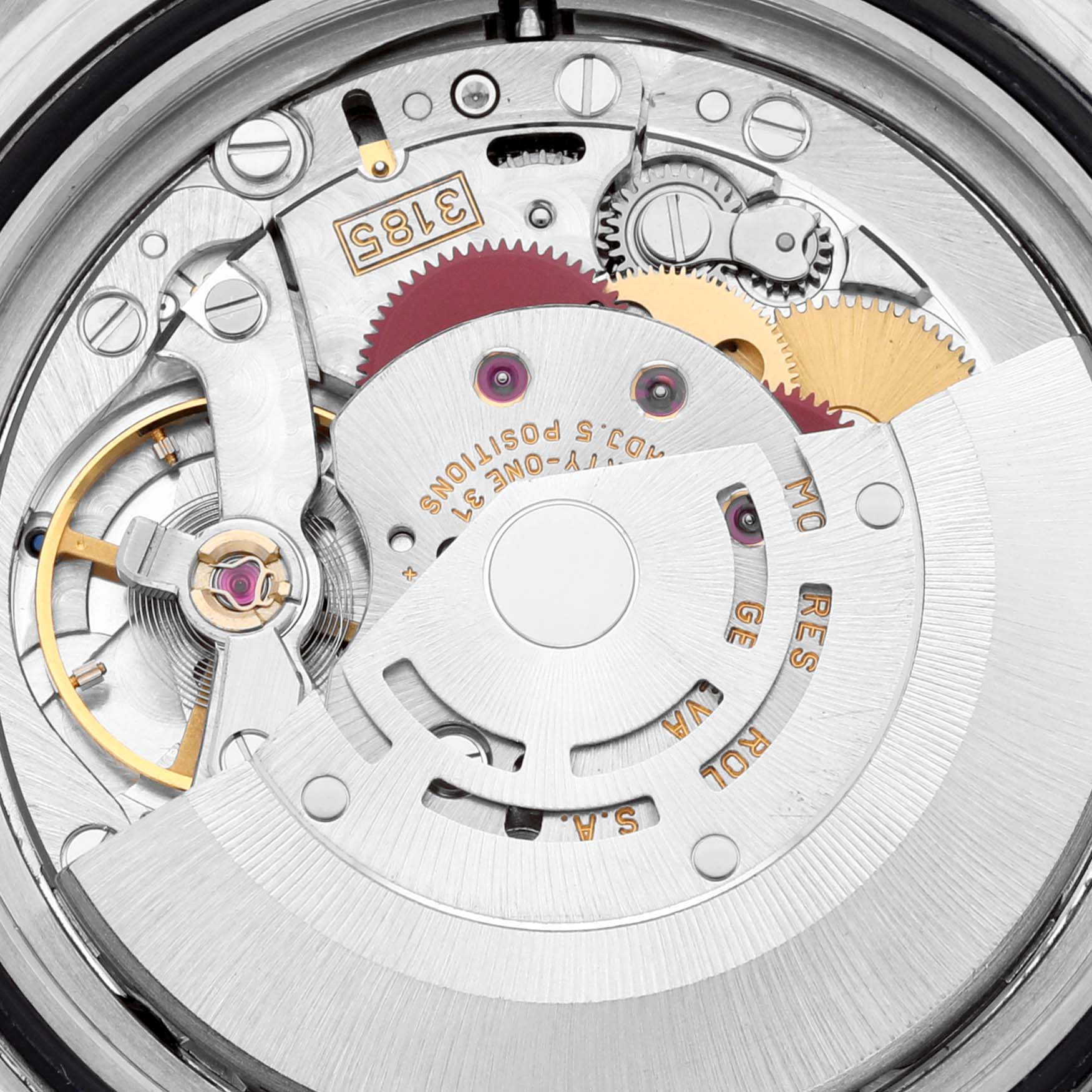 The image shows a close-up view of the movement and internal mechanisms of a Rolex GMT-Master 16710 Men's Stainless Steel Black Dial 16710 Men's Stainless Steel Black Dial watch.