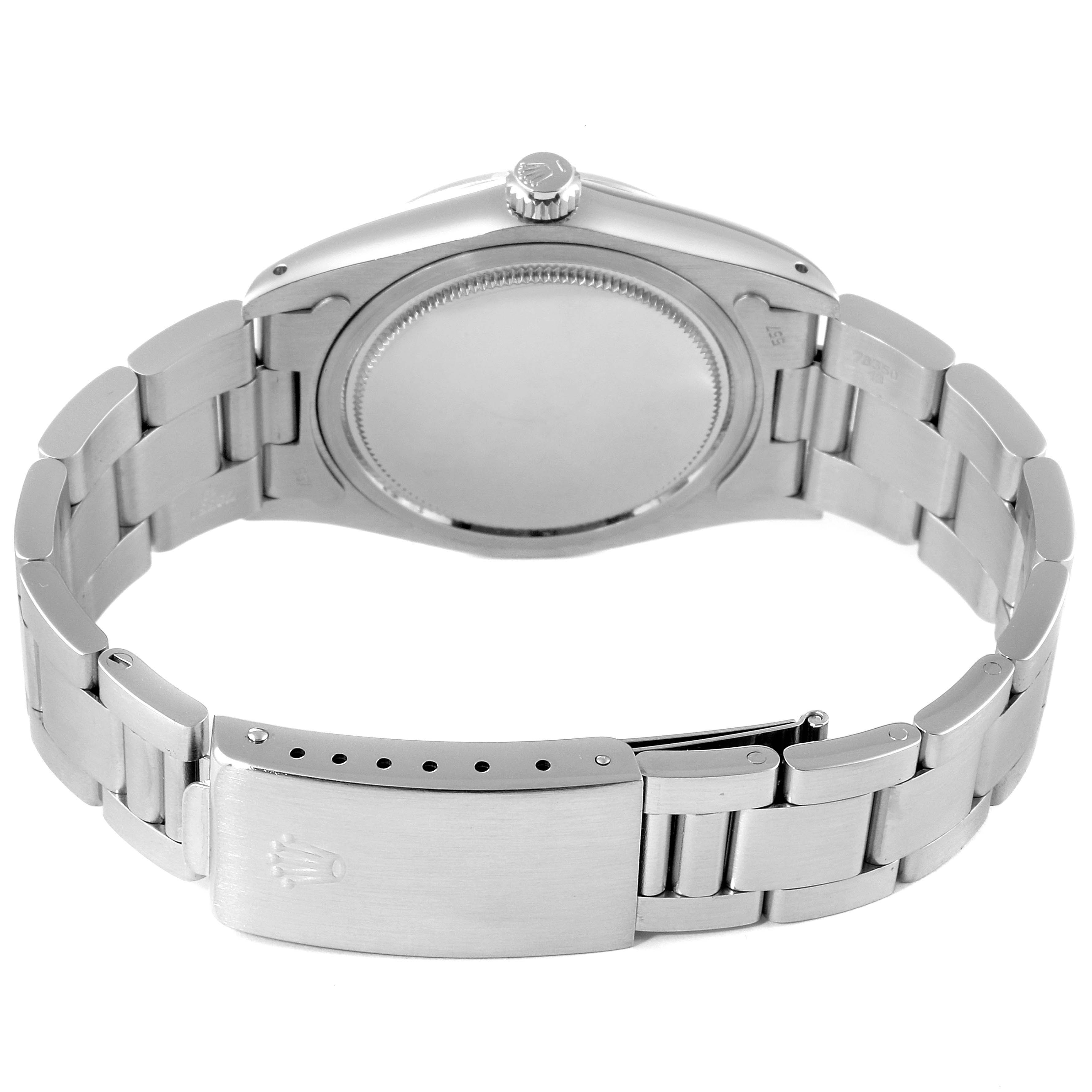 This image shows the back view of the stainless steel bracelet and case of a Rolex Vintage Collection 6694 Men
s Stainless Steel Silver Dial 6694 Men
s Stainless Steel Silver Dial watch.