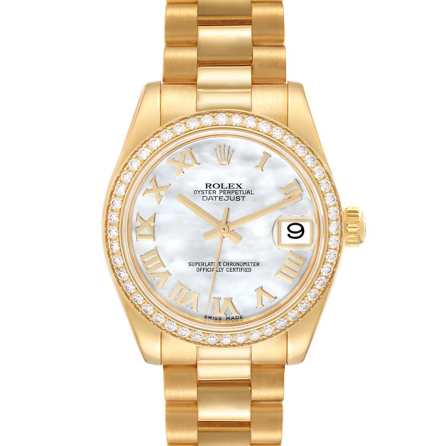 Rolex President 31 Midsize Yellow Gold Mother of Pearl Diamond Watch 178288 Box Card SwissWatchExpo
