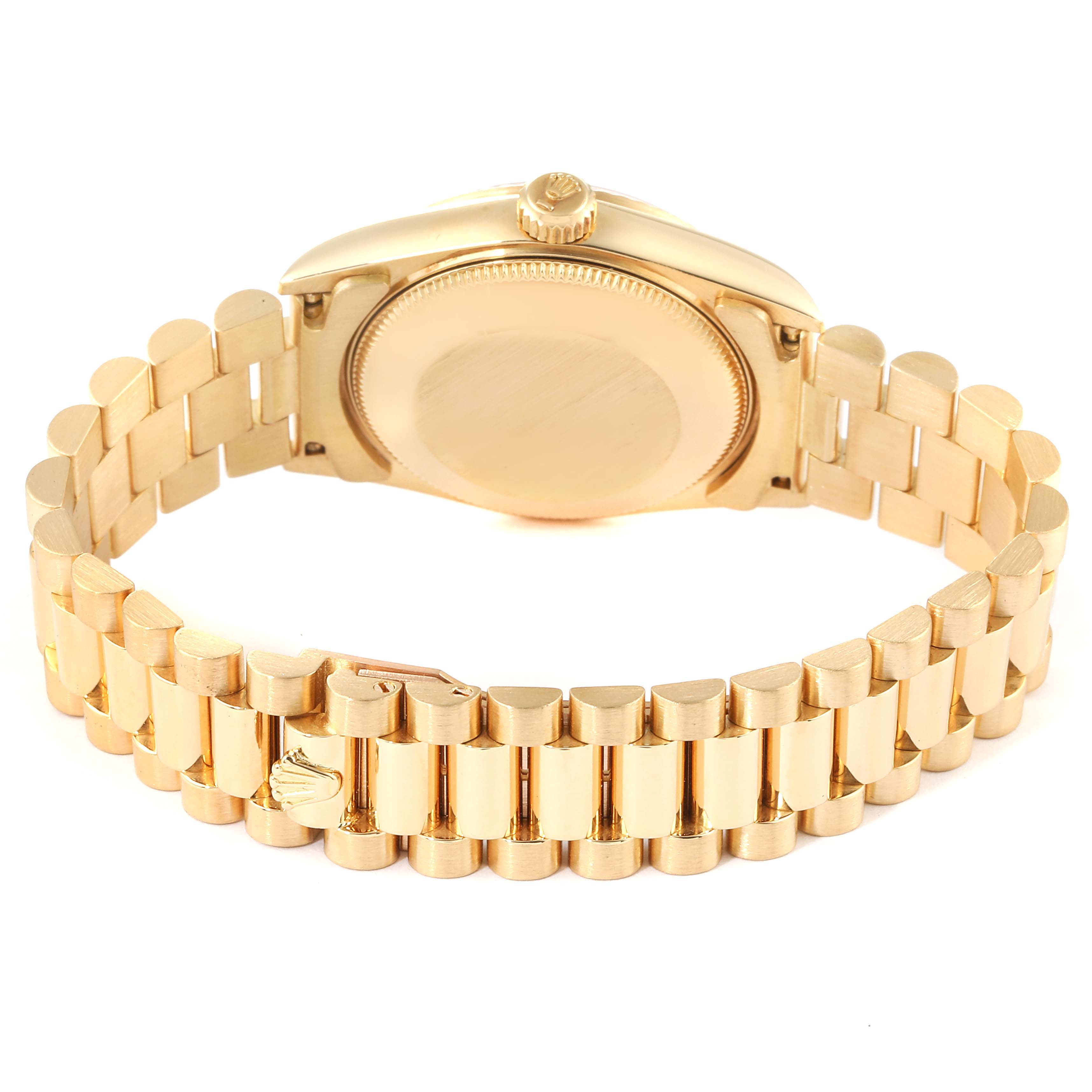 ladies 18k gold rolex datejust president diamond watch
