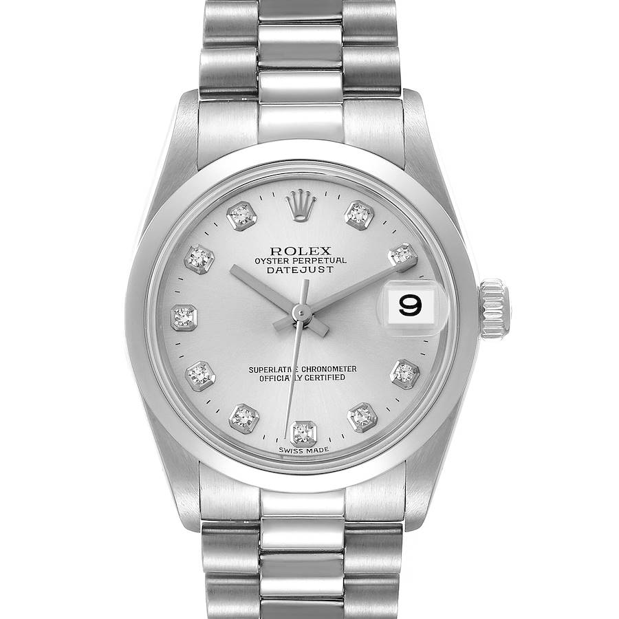 Rolex President Datejust Midsize Platinum Diamond Ladies Watch 78246 SwissWatchExpo