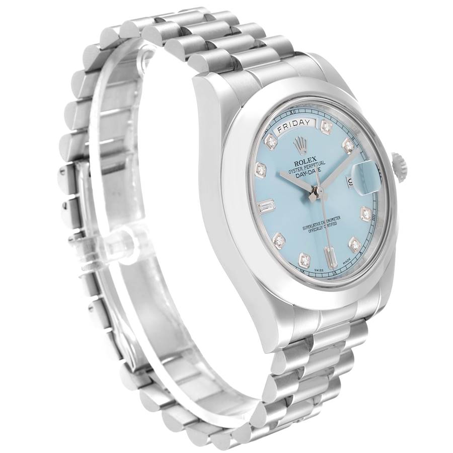 Rolex President Day-Date II Blue Diamond Dial Platinum Mens Watch 218206