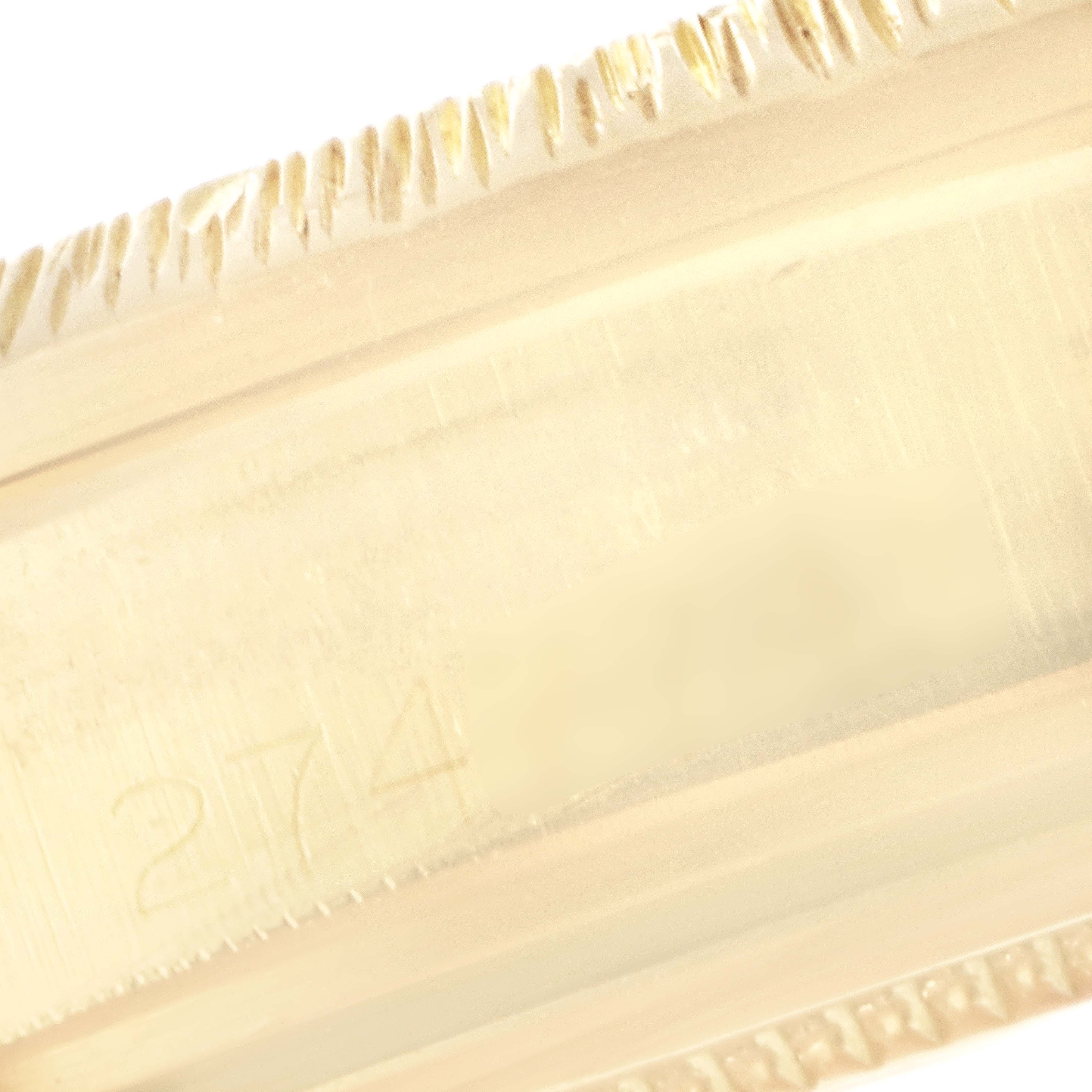 This image shows a close-up of the fluted bezel and case side of a Rolex President 1807 Men's Yellow Gold Black Dial 1807 Men's Yellow Gold Black Dial model watch.