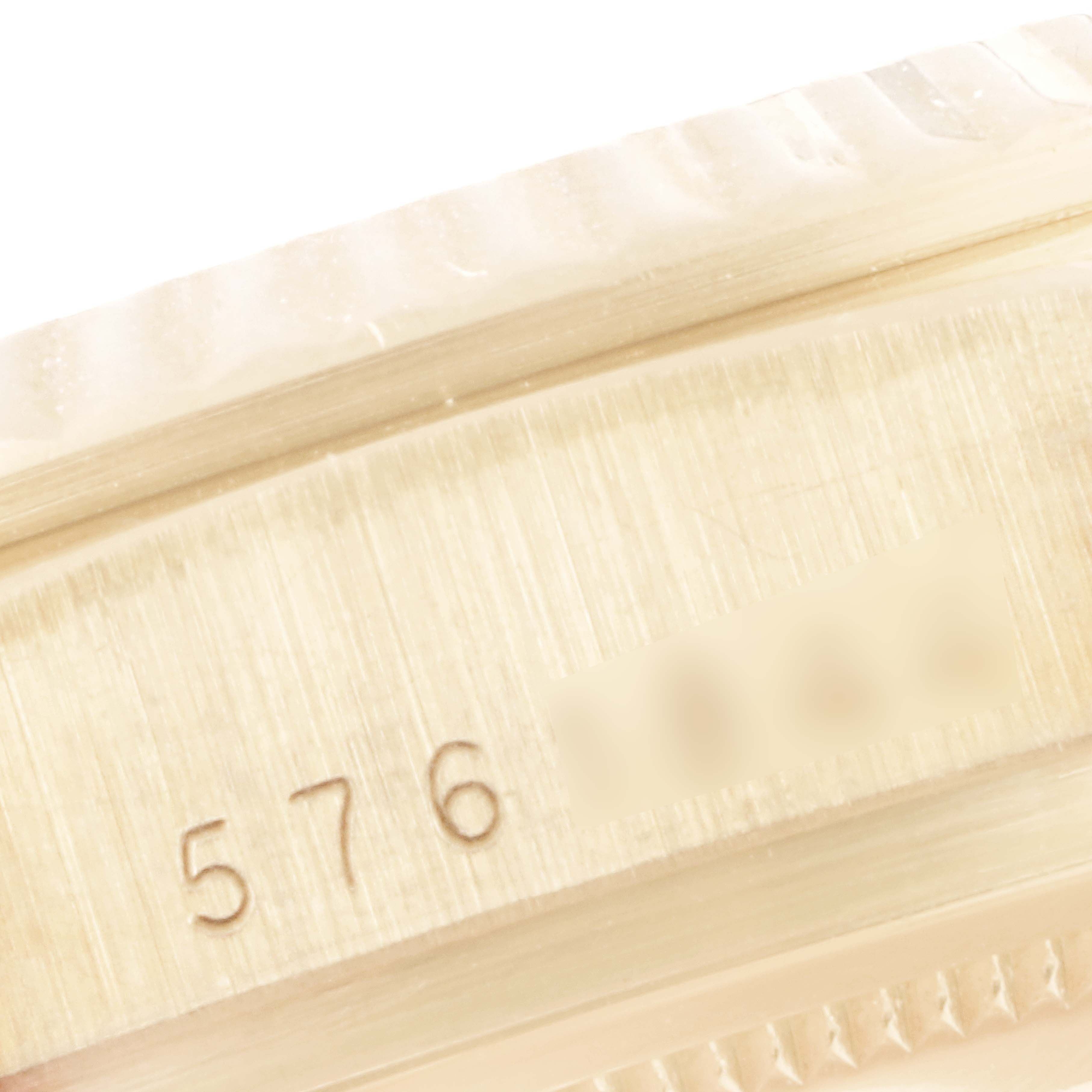The image shows a close-up of the casing edge with part of the serial number of a Rolex President 18038 Men's Yellow Gold Brown Dial 18038 Men's Yellow Gold Brown Dial model watch.
