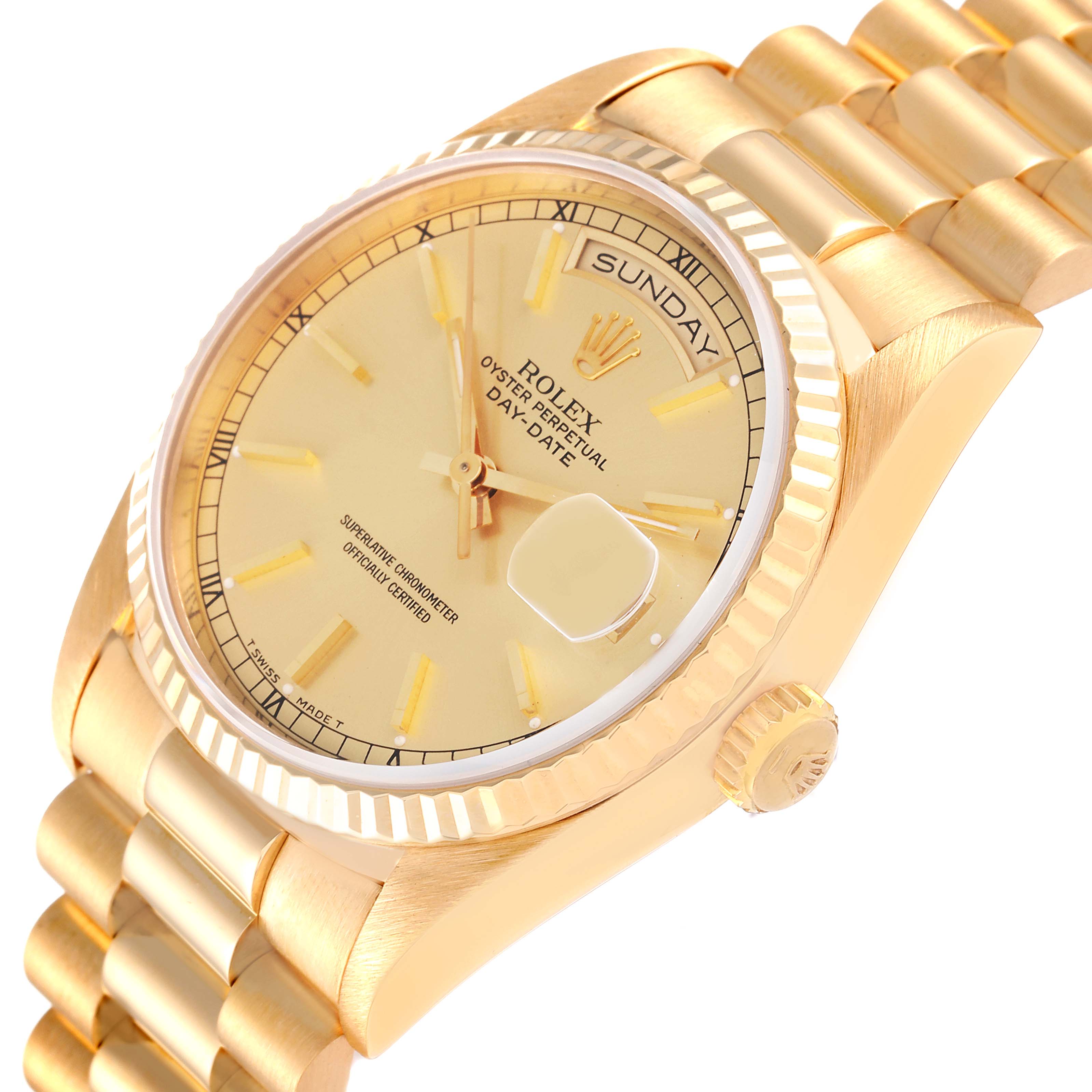 Rolex President Day-Date Yellow Gold Champagne Dial Mens Watch 18238 ...