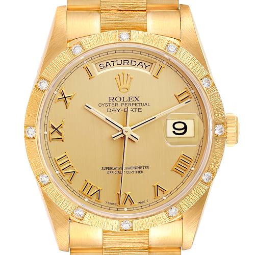 Photo of Rolex President Day-Date Yellow Gold Diamond Mens Watch 18308 Papers