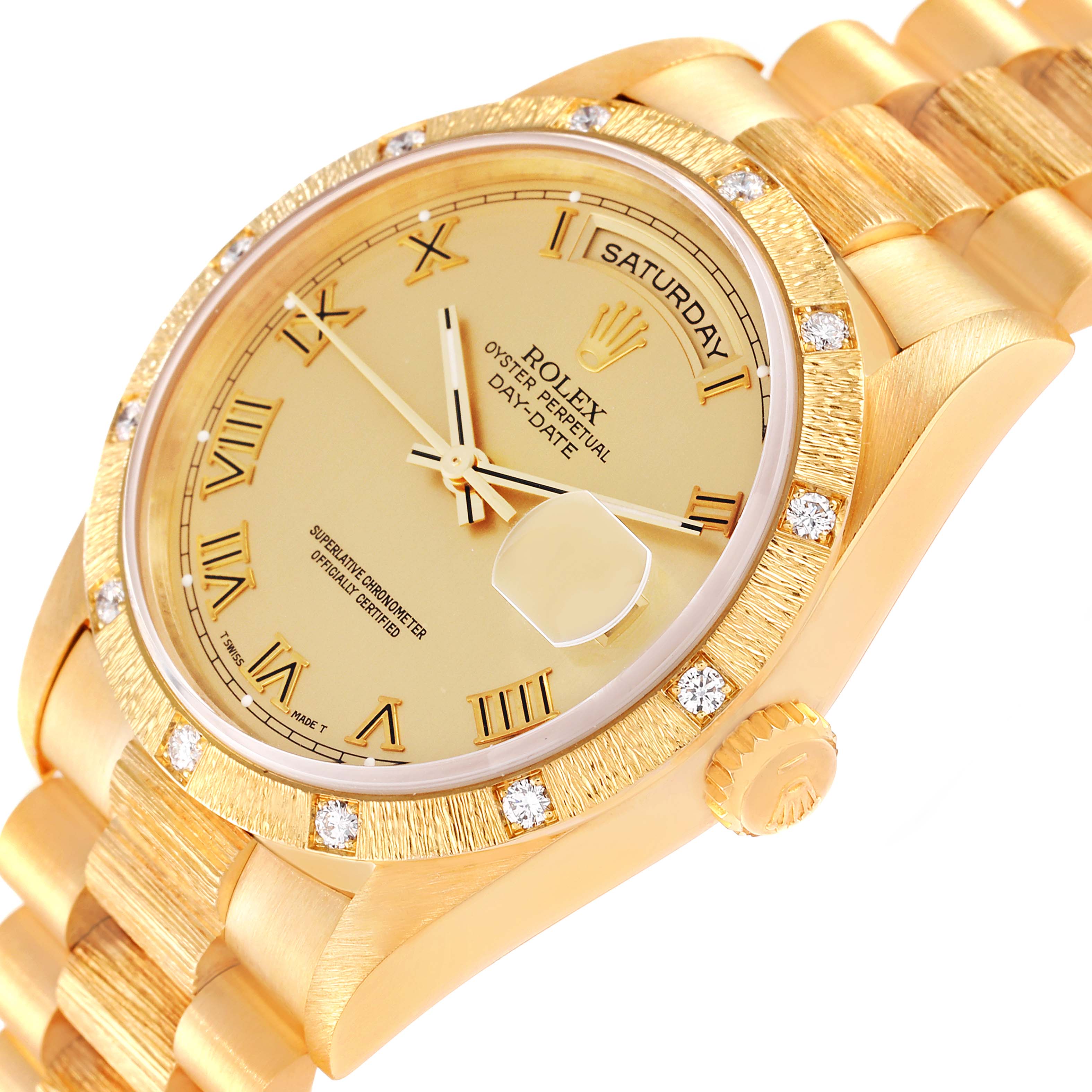 Rolex President Day Date Yellow Gold Diamond Mens Watch 18308 Papers Swisswatchexpo 5174