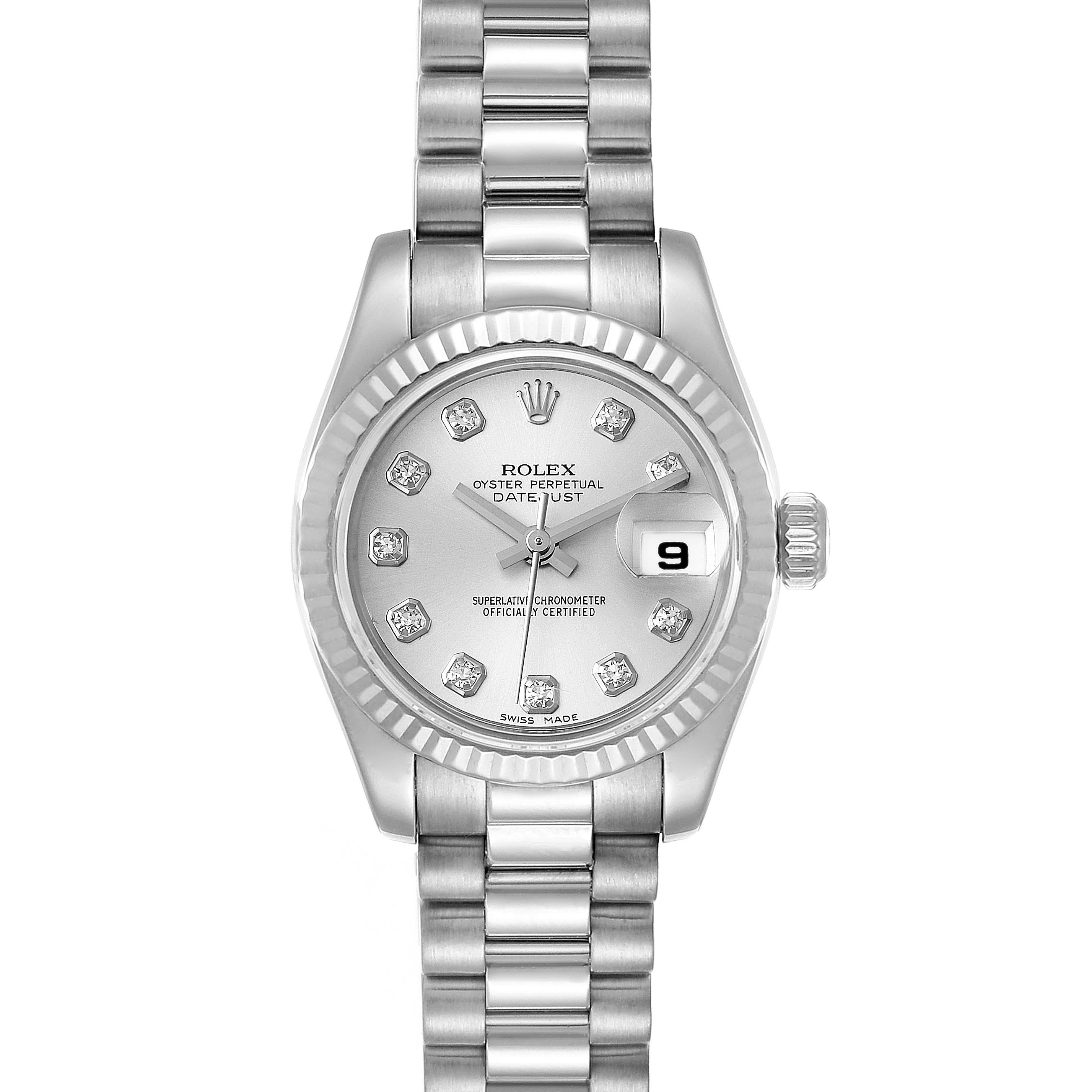 Rolex President Ladies White Gold Diamond Ladies Watch 179179 ...