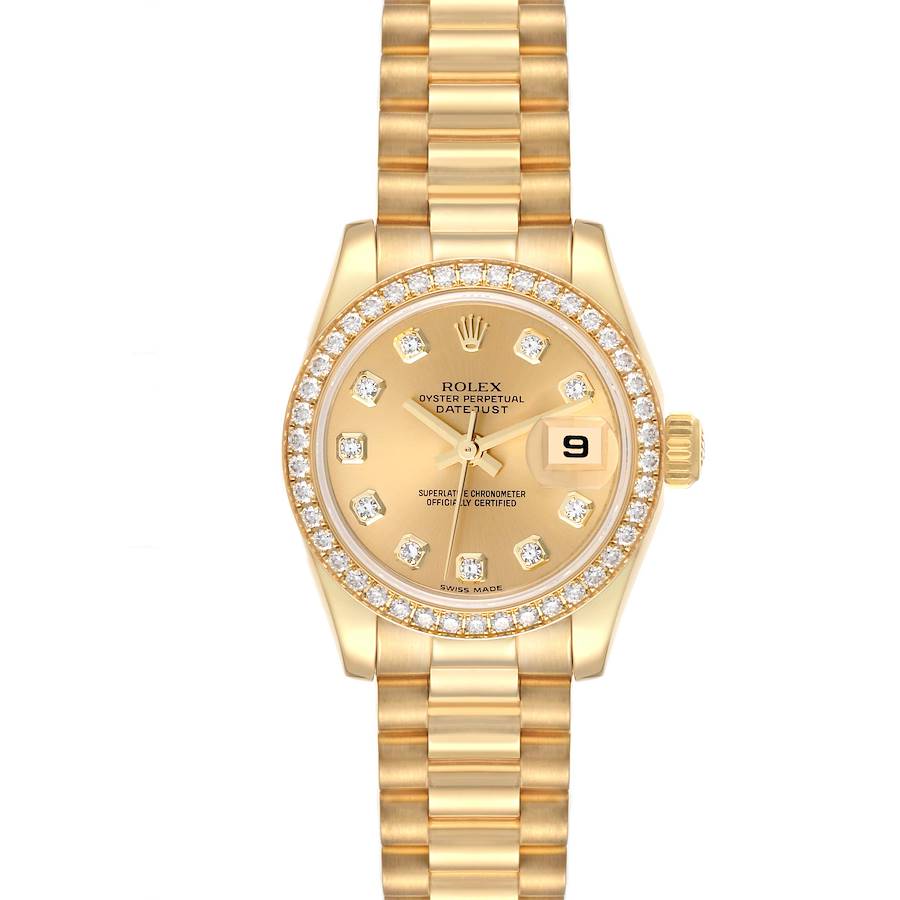 Rolex President Yellow Gold Diamond Dial Bezel Ladies Watch 179138 SwissWatchExpo