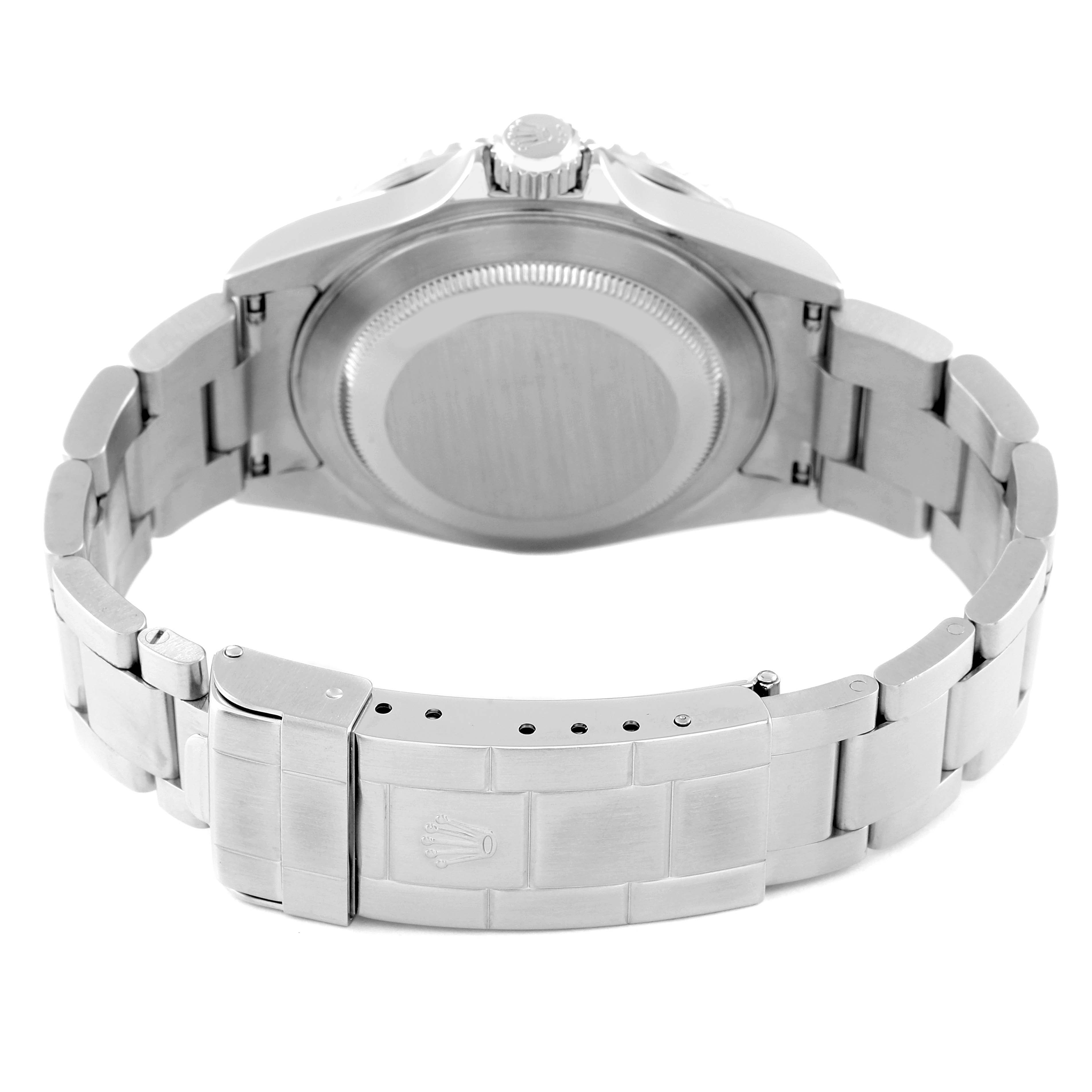 This image shows the backside and clasp of a Rolex Submariner 16610 Men's Stainless Steel Black Dial 16610 Men's Stainless Steel Black Dial watch.