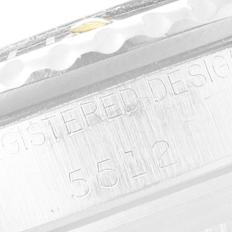 The image shows a close-up of the side of the casing and engraved model number of the Rolex Vintage Collection 5512 Men's Stainless Steel Black Dial 5512 Men's Stainless Steel Black Dial watch.