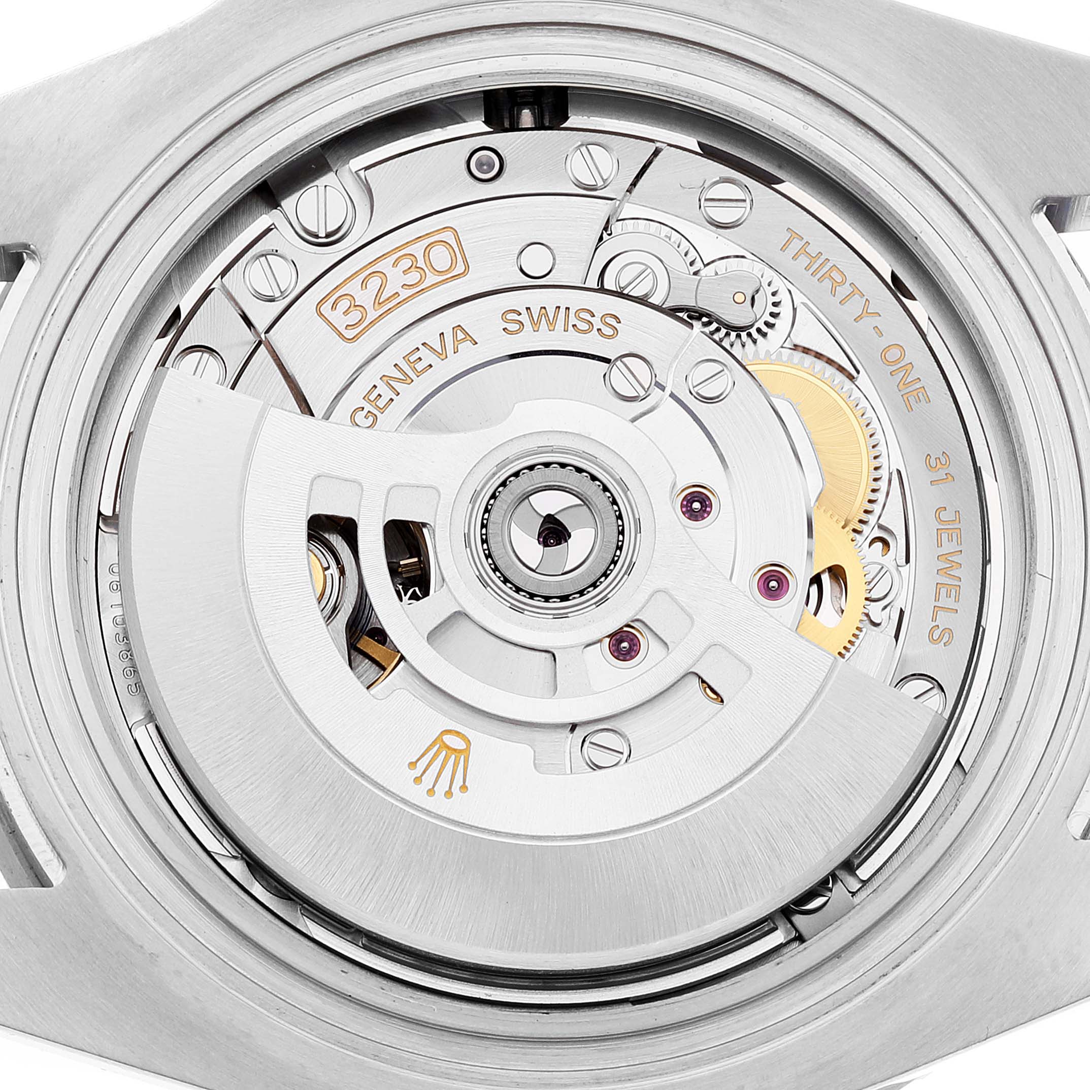 The image shows the internal mechanical movement of a Rolex Submariner 124060 Men
s Stainless Steel Black Dial 124060 Men
s Stainless Steel Black Dial watch, featuring the caliber 3230.