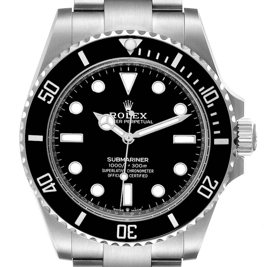 This Rolex Submariner watch is shown from a top-down angle, displaying its bezel, dial, hands, and part of the bracelet.