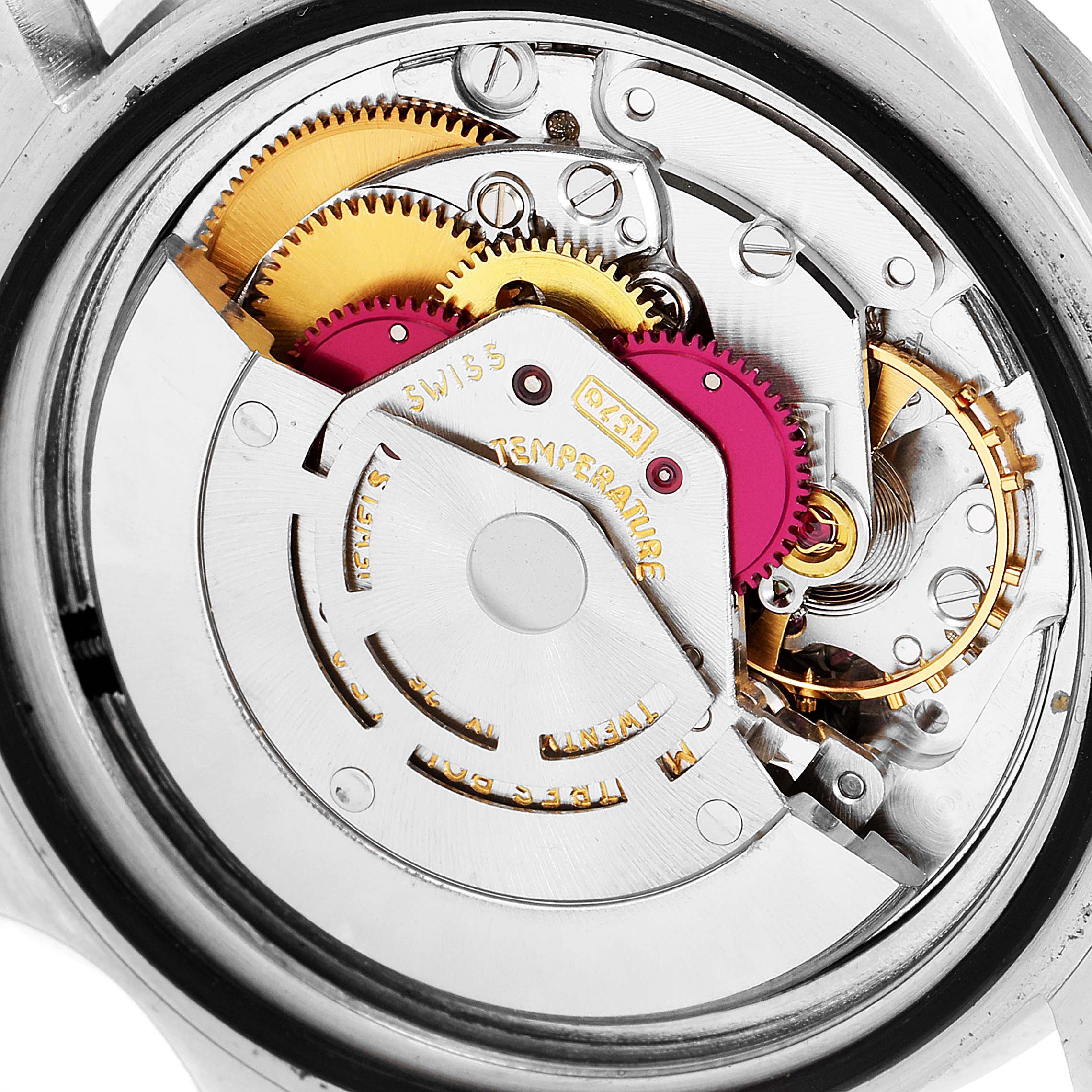 This image shows the inner mechanical movement of the Rolex Vintage Collection 1680 Men's Stainless Steel Black Dial 1680 Men's Stainless Steel Black Dial model watch from a close-up, top-down angle.