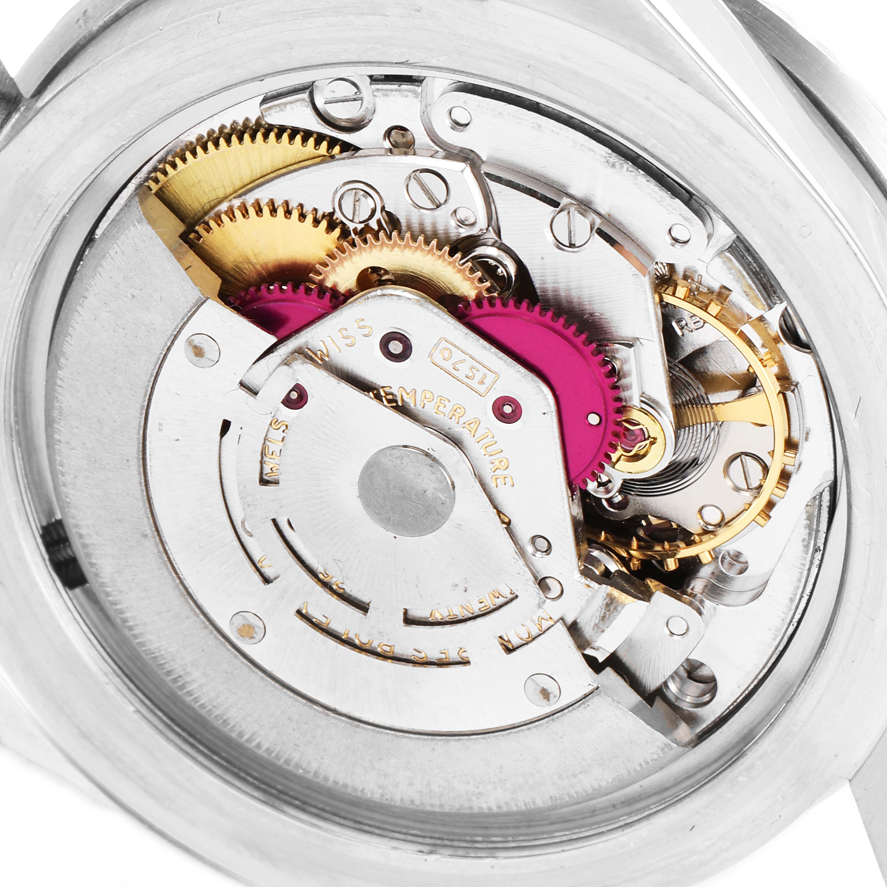 This image shows the inner mechanical movement of the Rolex Vintage Collection 1680 Men's Stainless Steel Black Dial 1680 Men's Stainless Steel Black Dial watch, viewed from the back.