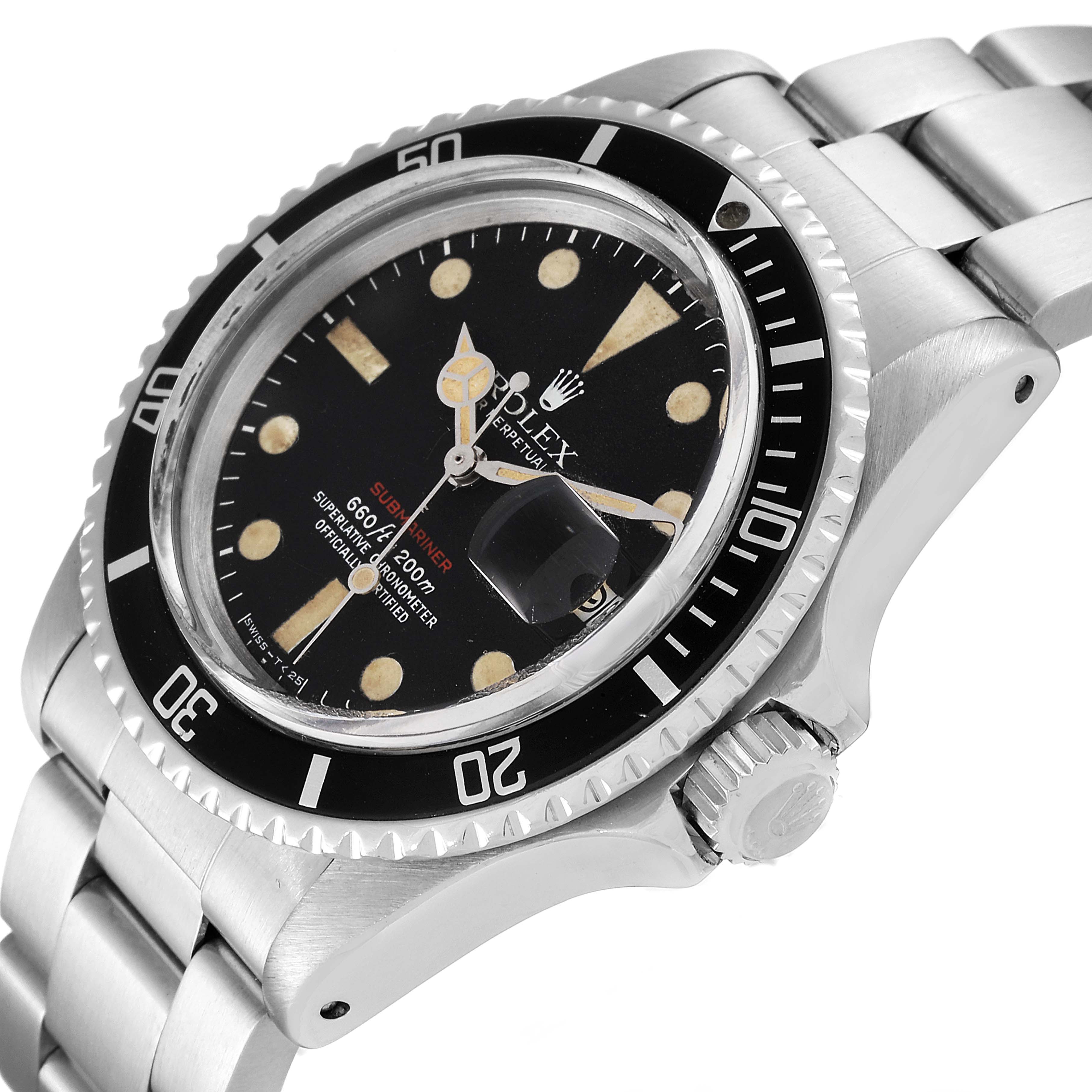 The Vintage Collection Rolex Submariner watch is shown at an angle displaying the face, bezel, crown, and part of the bracelet.