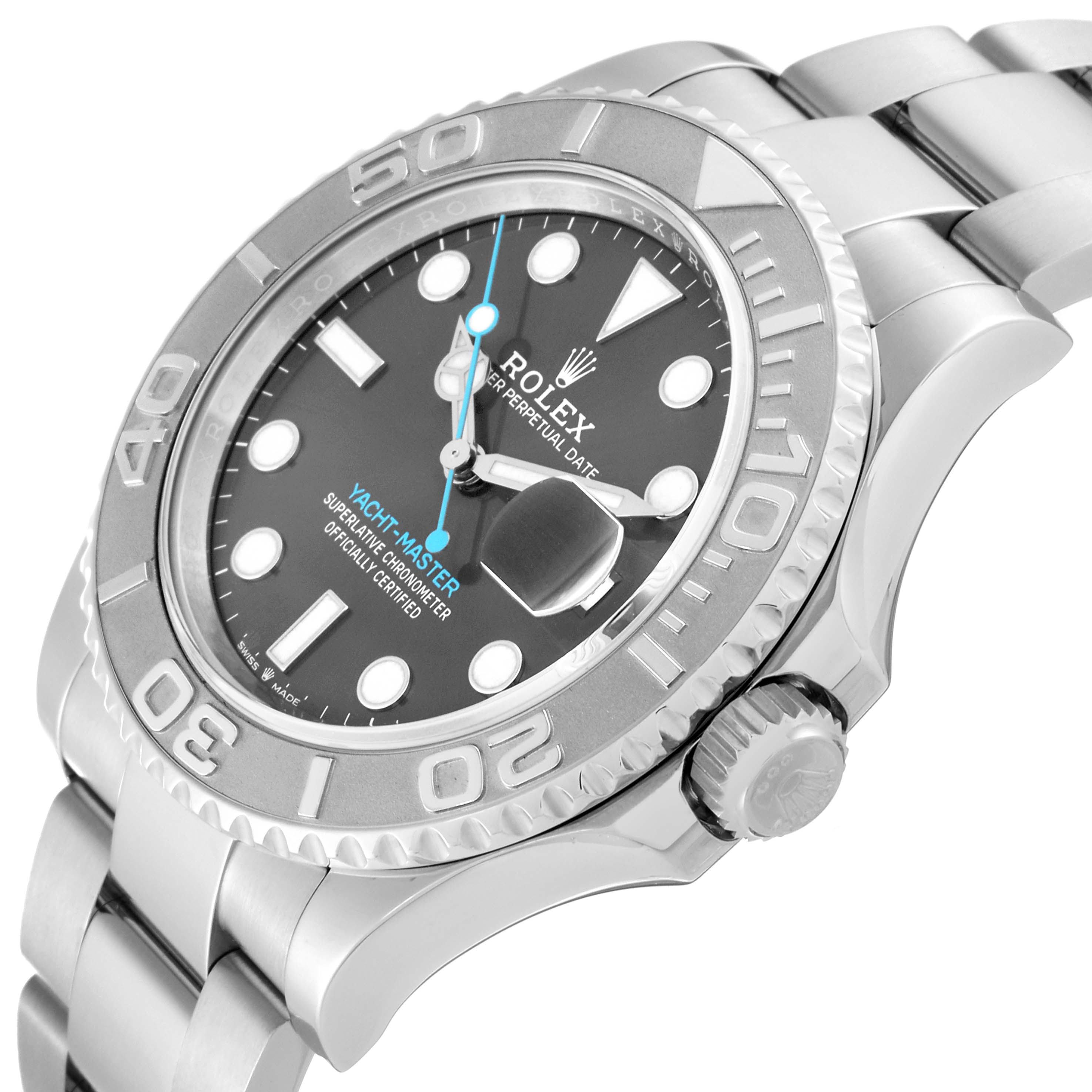The image shows a Rolex Yacht-Master 126622 Men's Stainless Steel Grey Dial 126622 Men's Stainless Steel Grey Dial watch at an angled view, highlighting its bezel, case, crown, and bracelet.