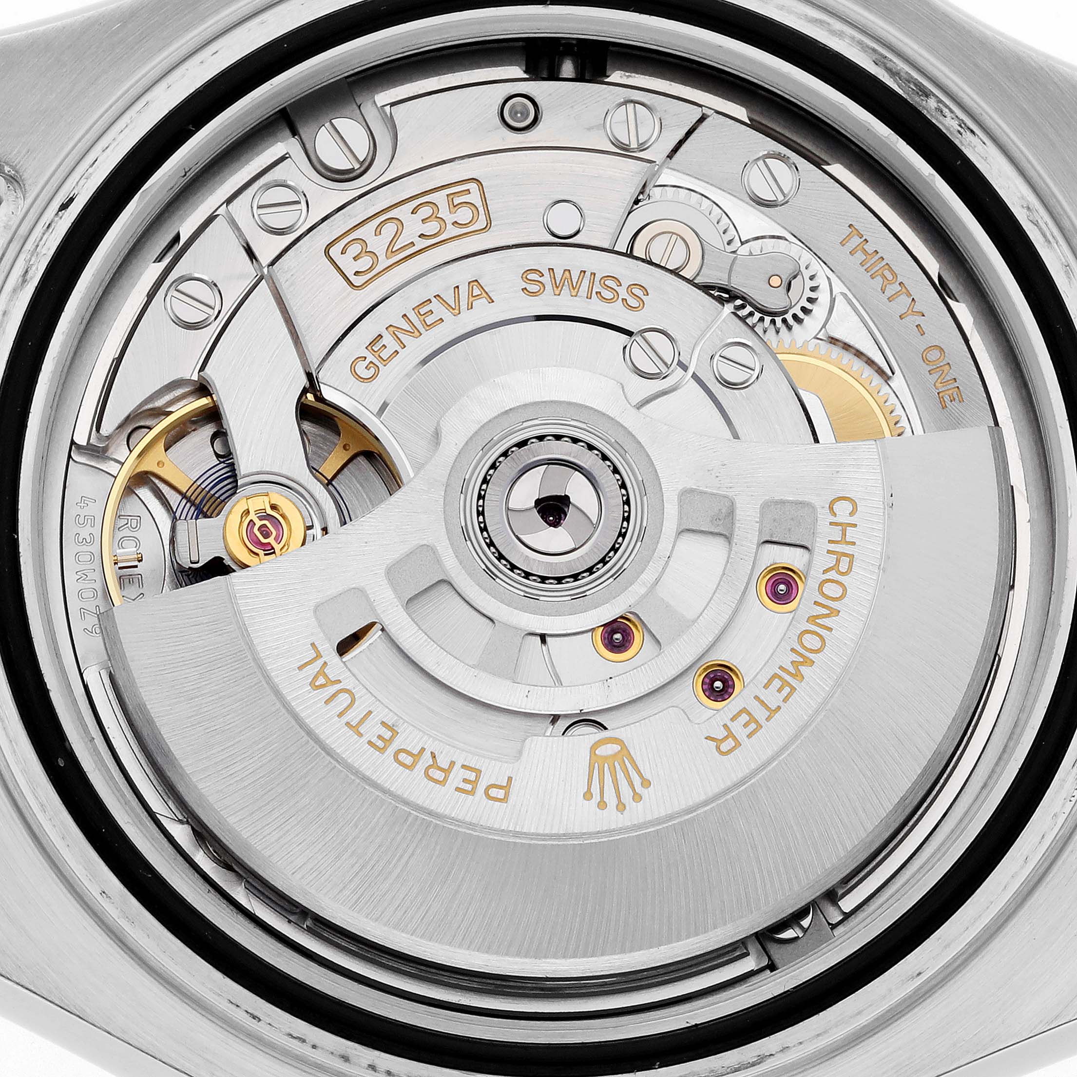 This image shows the intricate movement mechanism of the Rolex Yacht-Master 126622 Men's Stainless Steel Grey Dial 126622 Men's Stainless Steel Grey Dial watch, viewed from the back case.