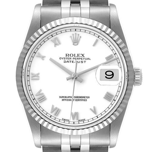 Photo of Rolex Datejust 36 Steel White Gold Roman Dial Mens Watch 16234
