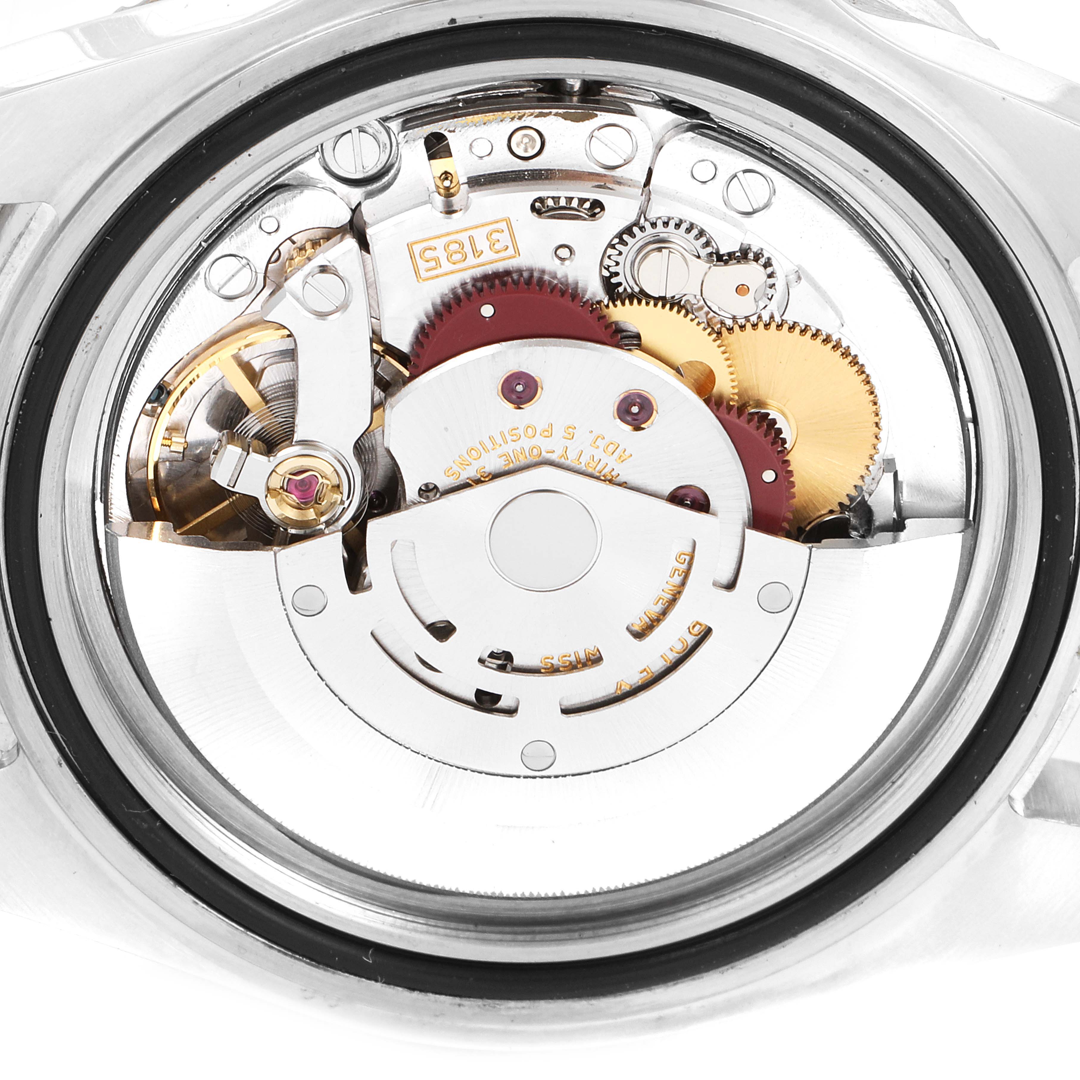 This image shows the intricate internal movement parts of a Rolex GMT-Master 16710 Men
s Stainless Steel Black Dial 16710 Men
s Stainless Steel Black Dial watch from a back view.