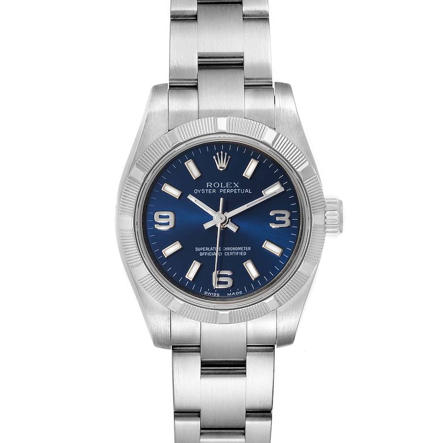 Rolex Nondate Ladies Blue Dial Oyster Bracelet Ladies Watch 176210 Box Card SwissWatchExpo