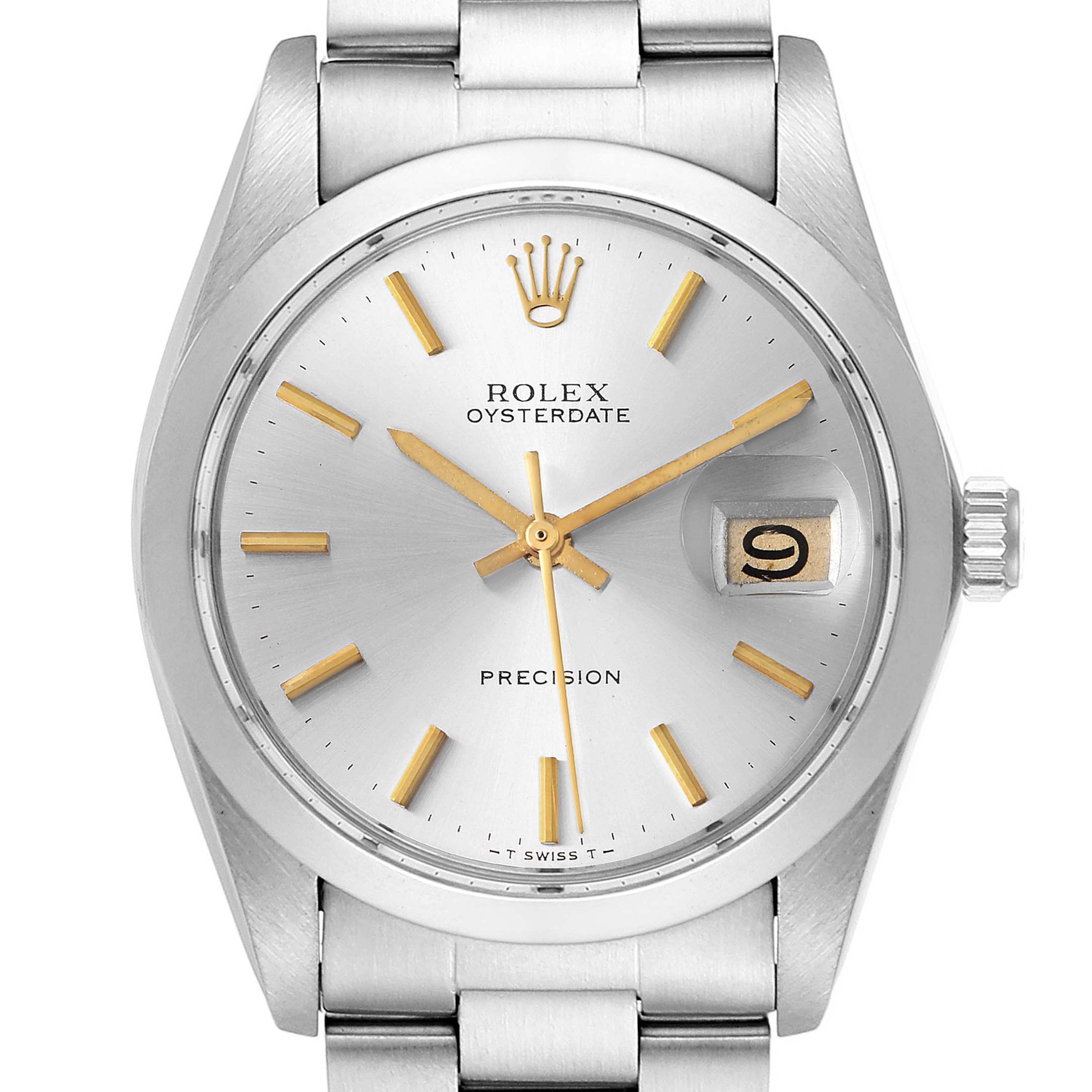 The Rolex Vintage Collection 6694 Men
s Stainless Steel Silver Dial 6694 Men
s Stainless Steel Silver Dial watch is shown in a front view, displaying its dial, date window, and bracelet.