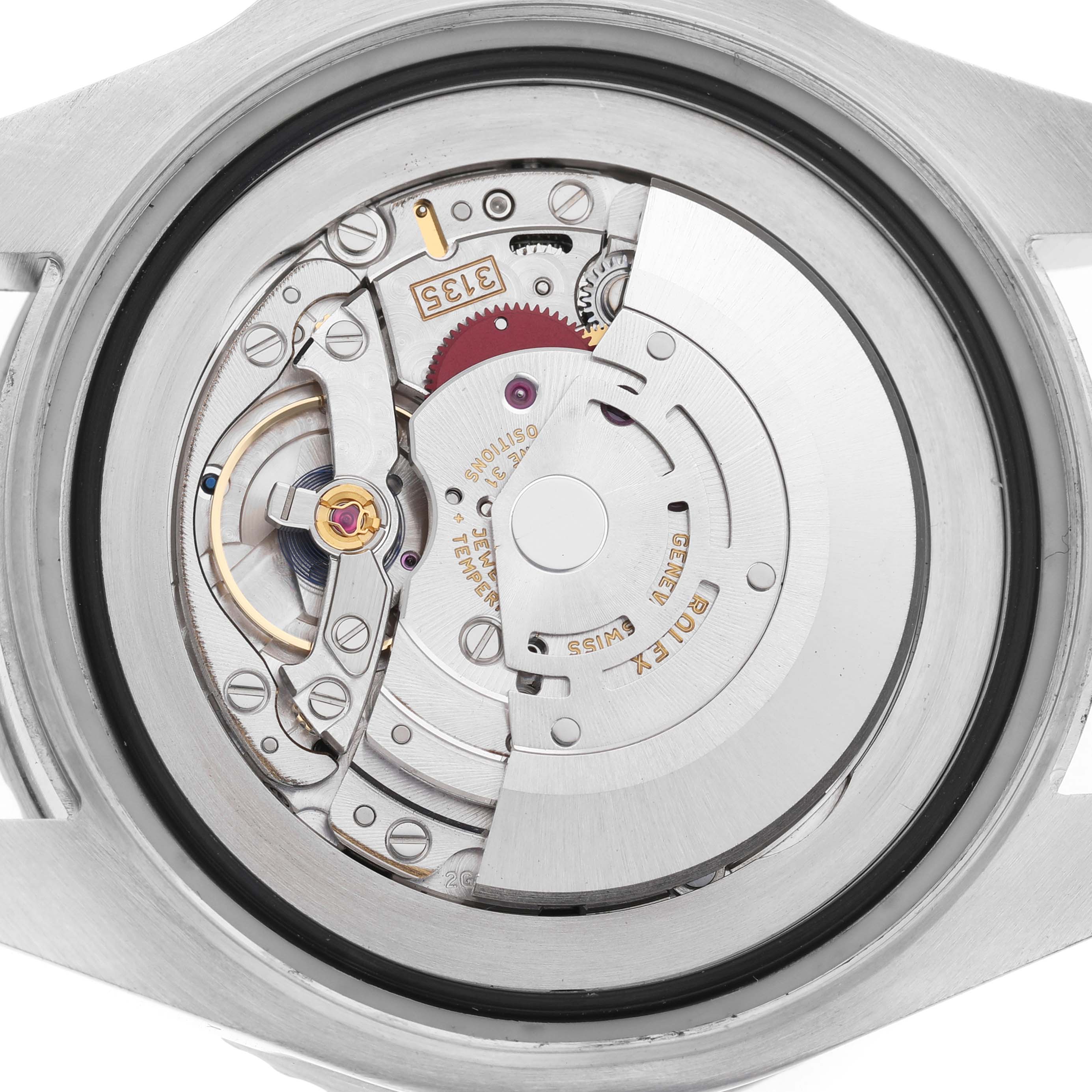 The image shows the movement mechanism of a Rolex Sea-Dweller 116660 Men's Stainless Steel Black Dial watch from the back.