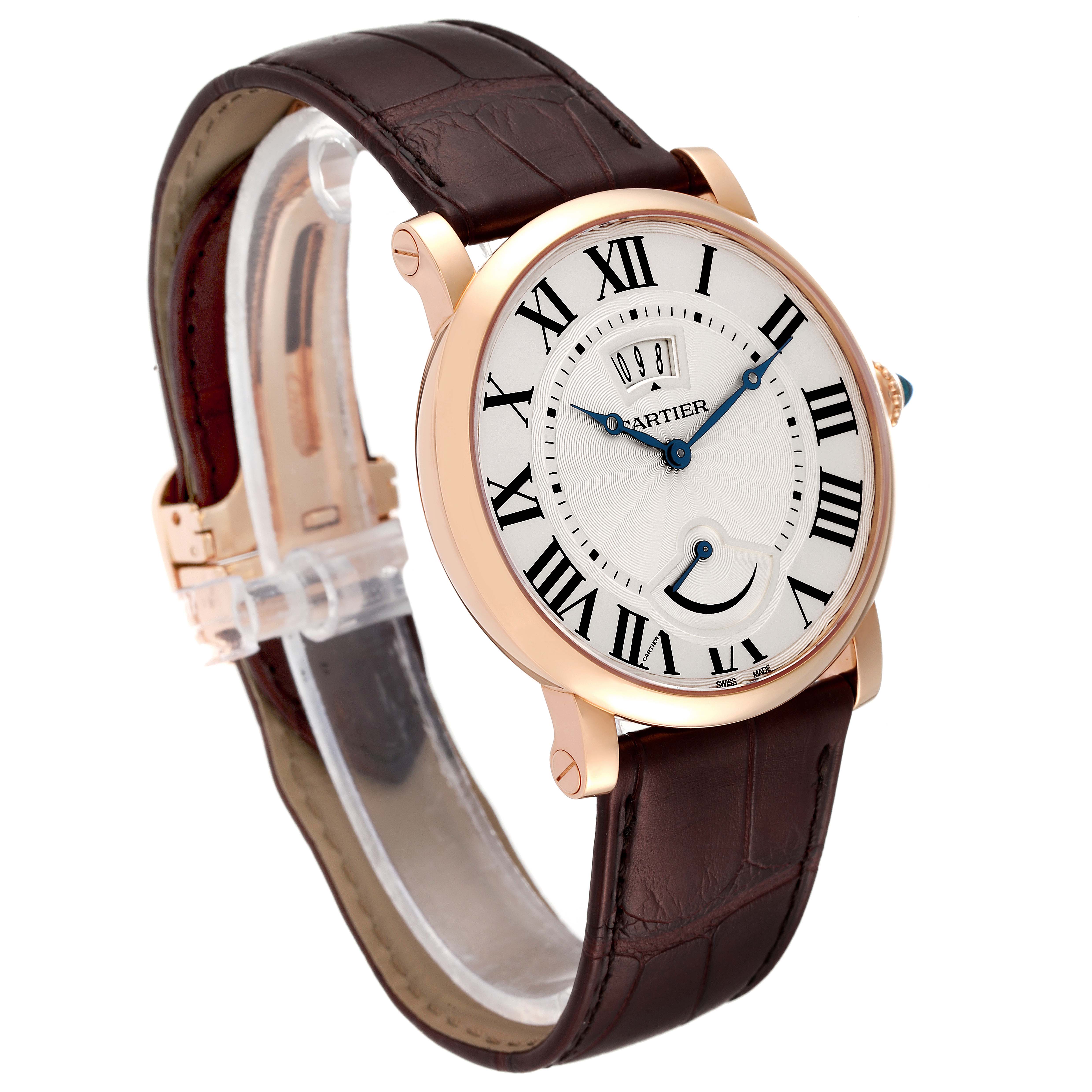 Cartier Rotonde Power Reserve 18k Rose Gold Silver Dial Mens Watch ...